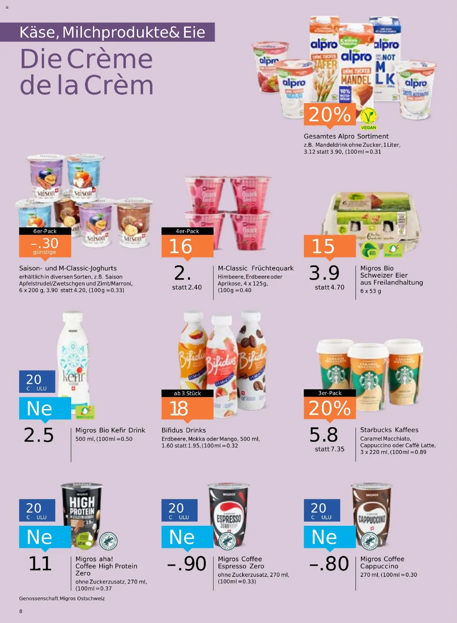 Migros Aktionen – gültig ab 04.11.2025 | Seite: 8 | Produkte: Kefir, Quark, Eier, Zucker