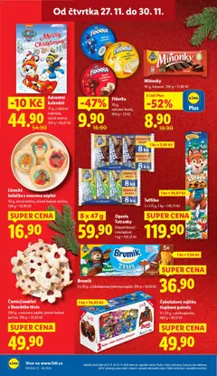 Náhled letáku Adventní kalendář, 75 g, z mléčné čokolády, různé motivy, 100 g = 59,87 Kč od 27.11.2025 | Strana: 32