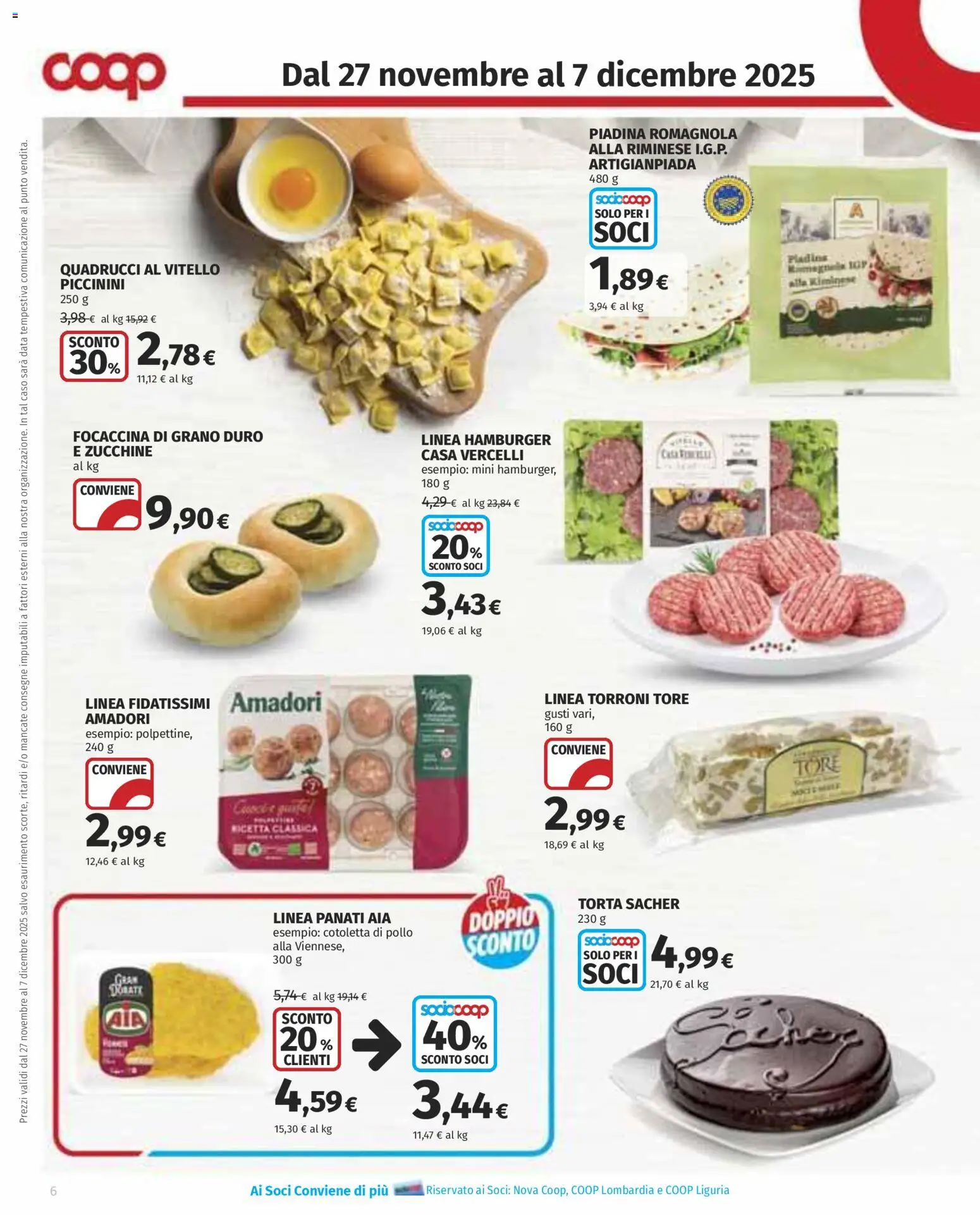 Volantino COOP del 27.11.2025 | Pagina: 6 | Prodotti: Pollo, Data, Zucchine, Hamburger