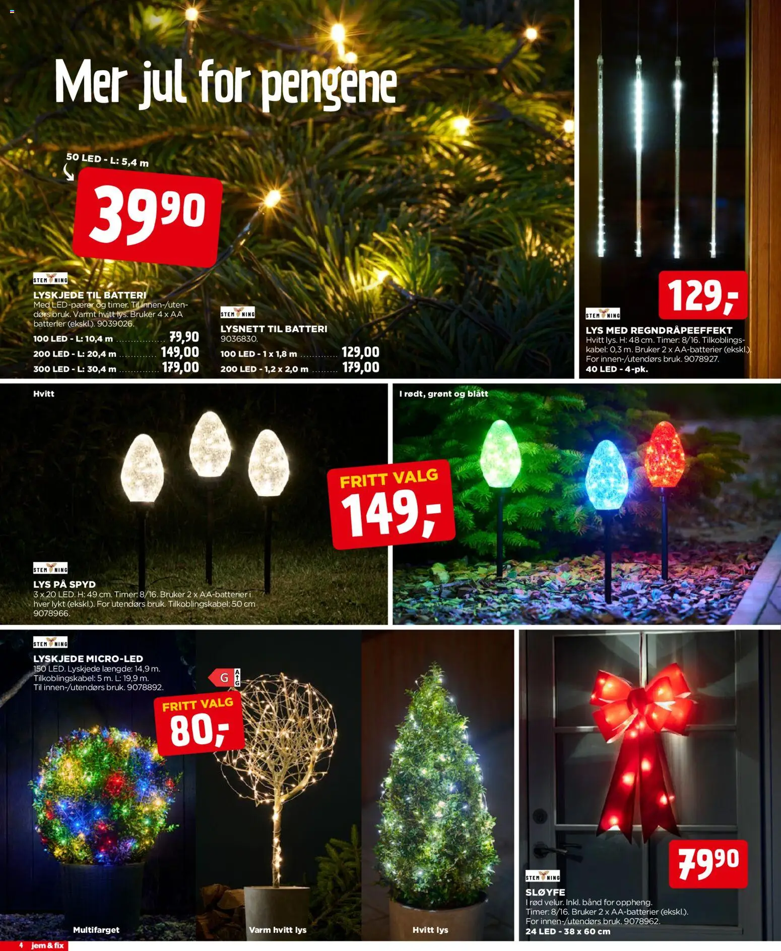 {H1} | Side: 4 | Produkter: Lys, Lykt, Batteri, Sløyfe