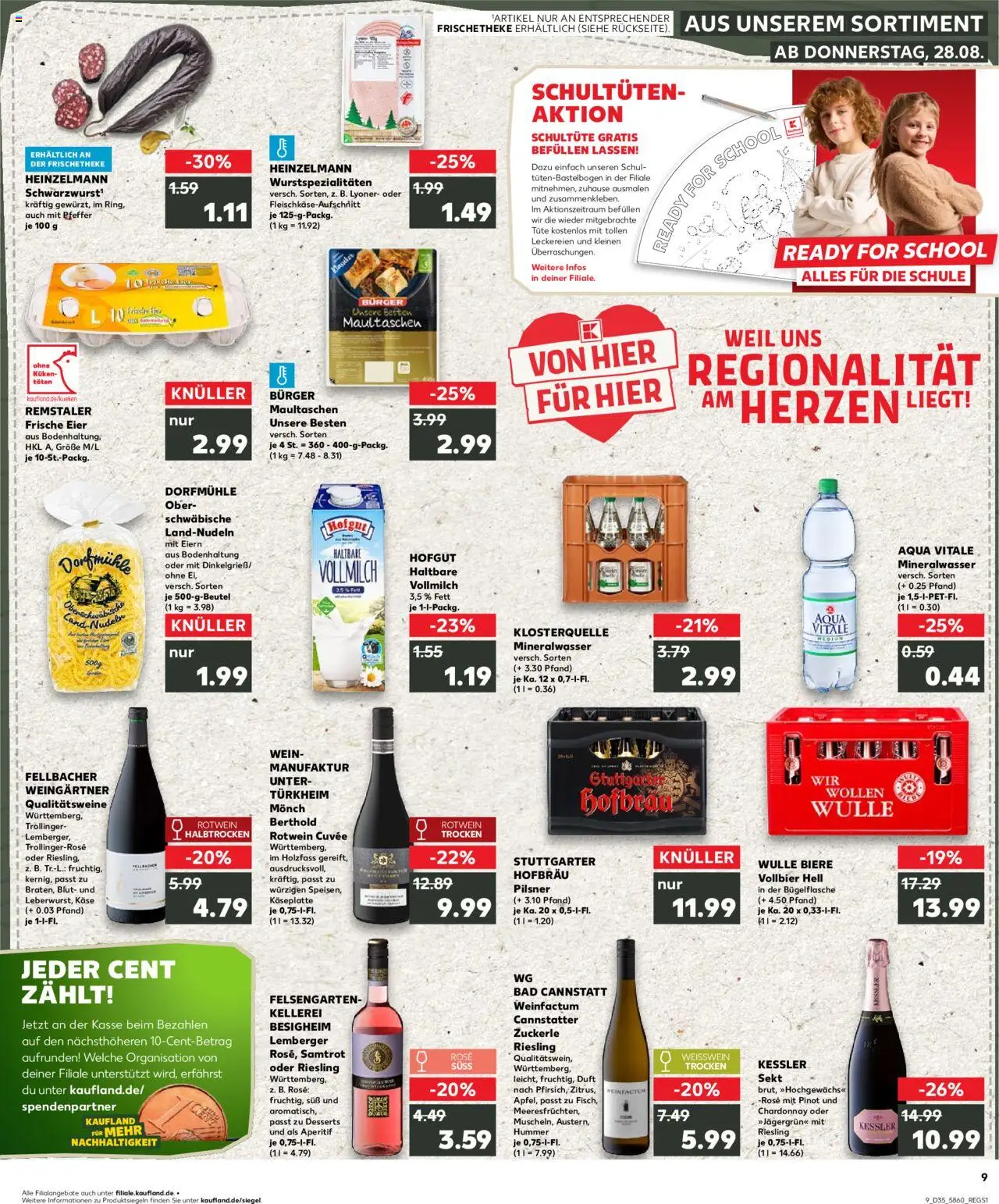 Kaufland prospekt Stuttgart	 - gültig ab dem 28.08.2025 | Seite: 9 | Produkte: Käse, Pasta, Wein, Maultaschen