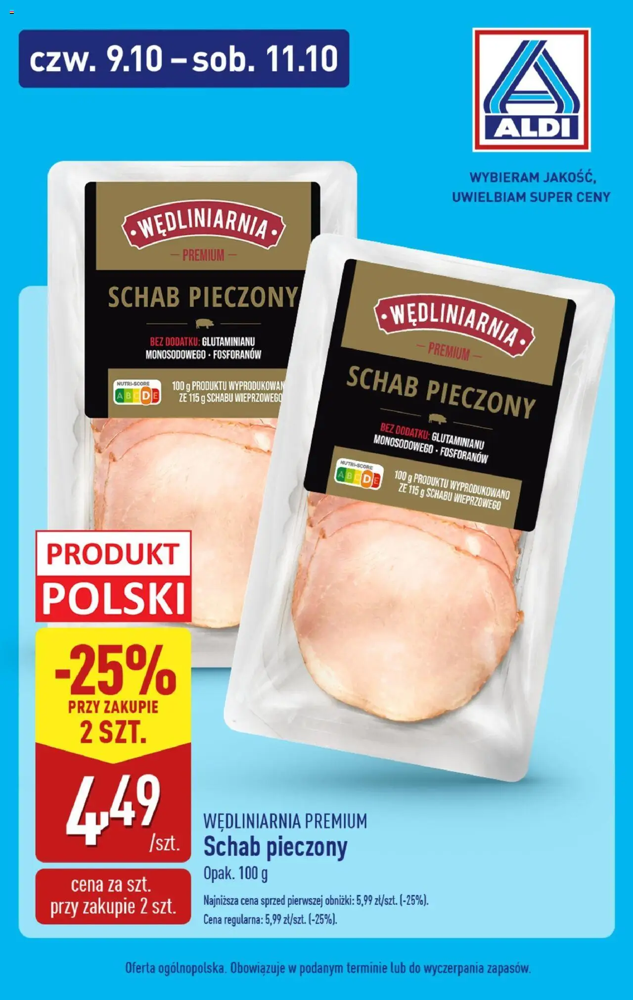 Aldi Gazetka - Promocje weekend od 09.10.2025 | Strona: 7 | Produkty: Schab, Schab pieczony