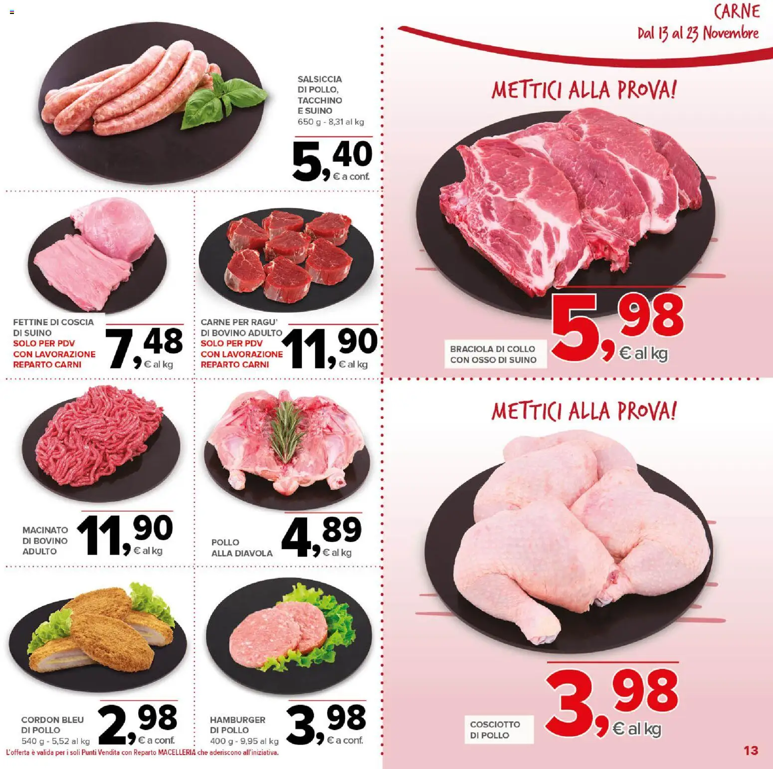 Volantino Todis del 13.11.2025 | Pagina: 13 | Prodotti: Bovino, Pollo, Tacchino, Hamburger
