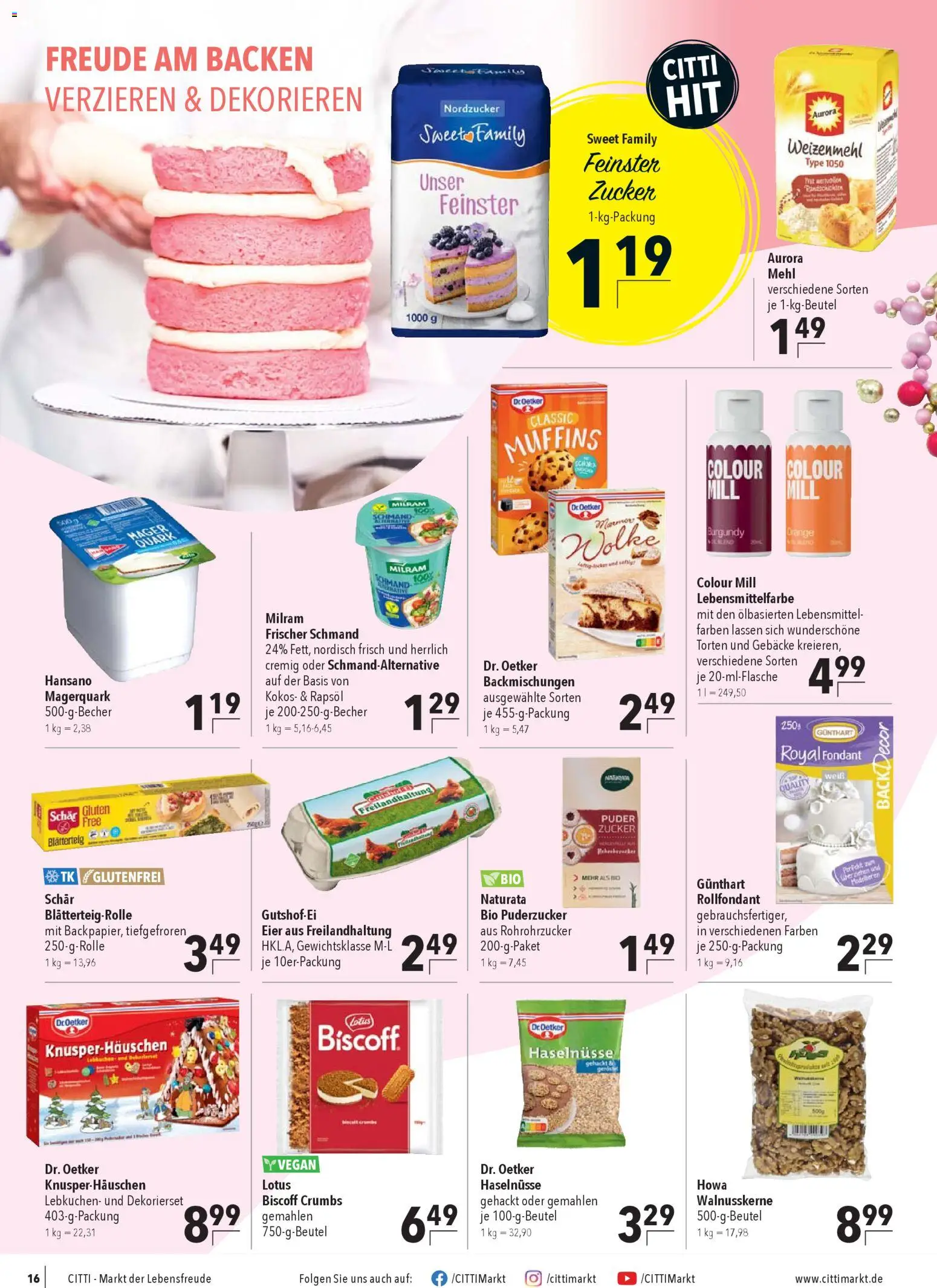 CITTI Markt Prospekt 	 – gültig ab 29.10.2025 | Seite: 16 | Produkte: Mehl, Rapsöl, Milram, Zucker