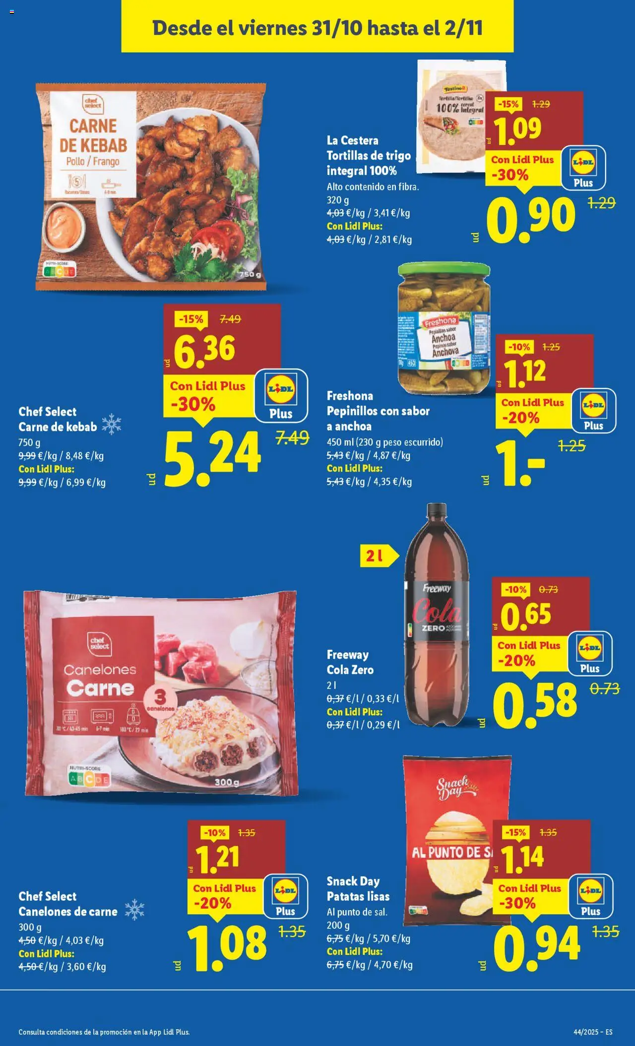 Lidl catálogo VAL │ válido desde el 27.10.2025 | Página: 19 | Productos: Pepinos, Peso, Anchoa, Canelones