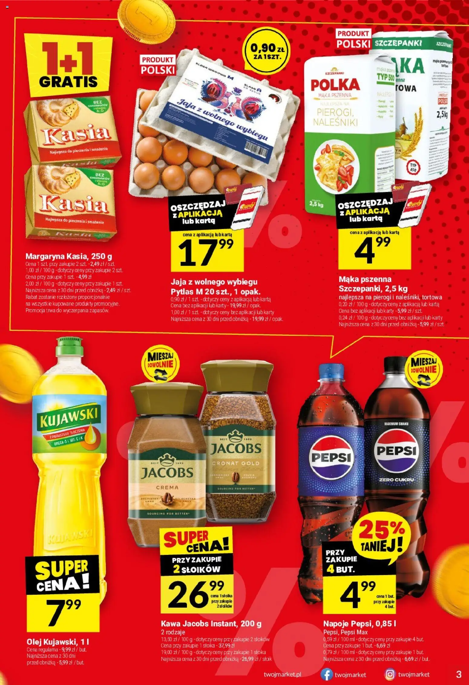 Twój Market Gazetka od 14.01.2026 | Strona: 3 | Produkty: Mak, Kawa jacobs, Pierogi, Jaja