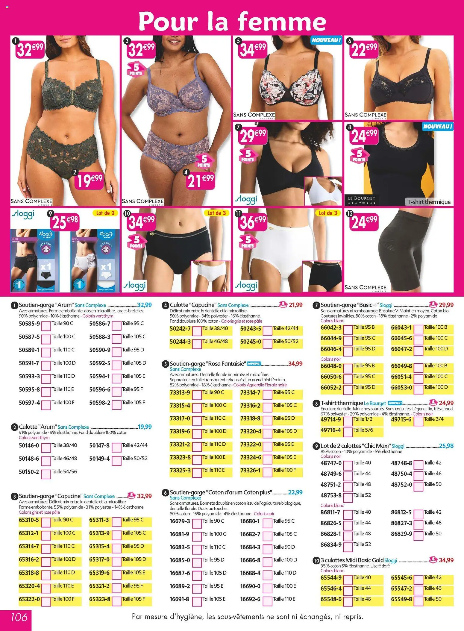 {H1} | Page: 106 | Produits: Coton, Culotte