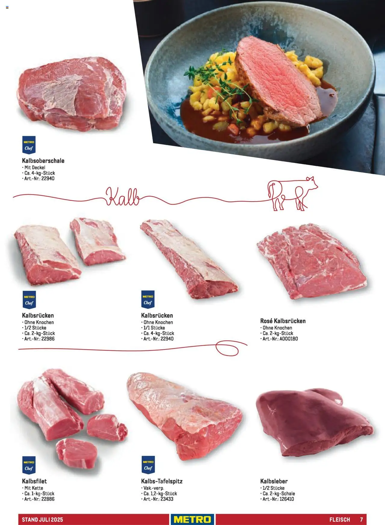 Metro - Sortimentskatalog Lieferservice – gültig ab 31.07.2025 | Seite: 7 | Produkte: Kalbsleber, Fleisch
