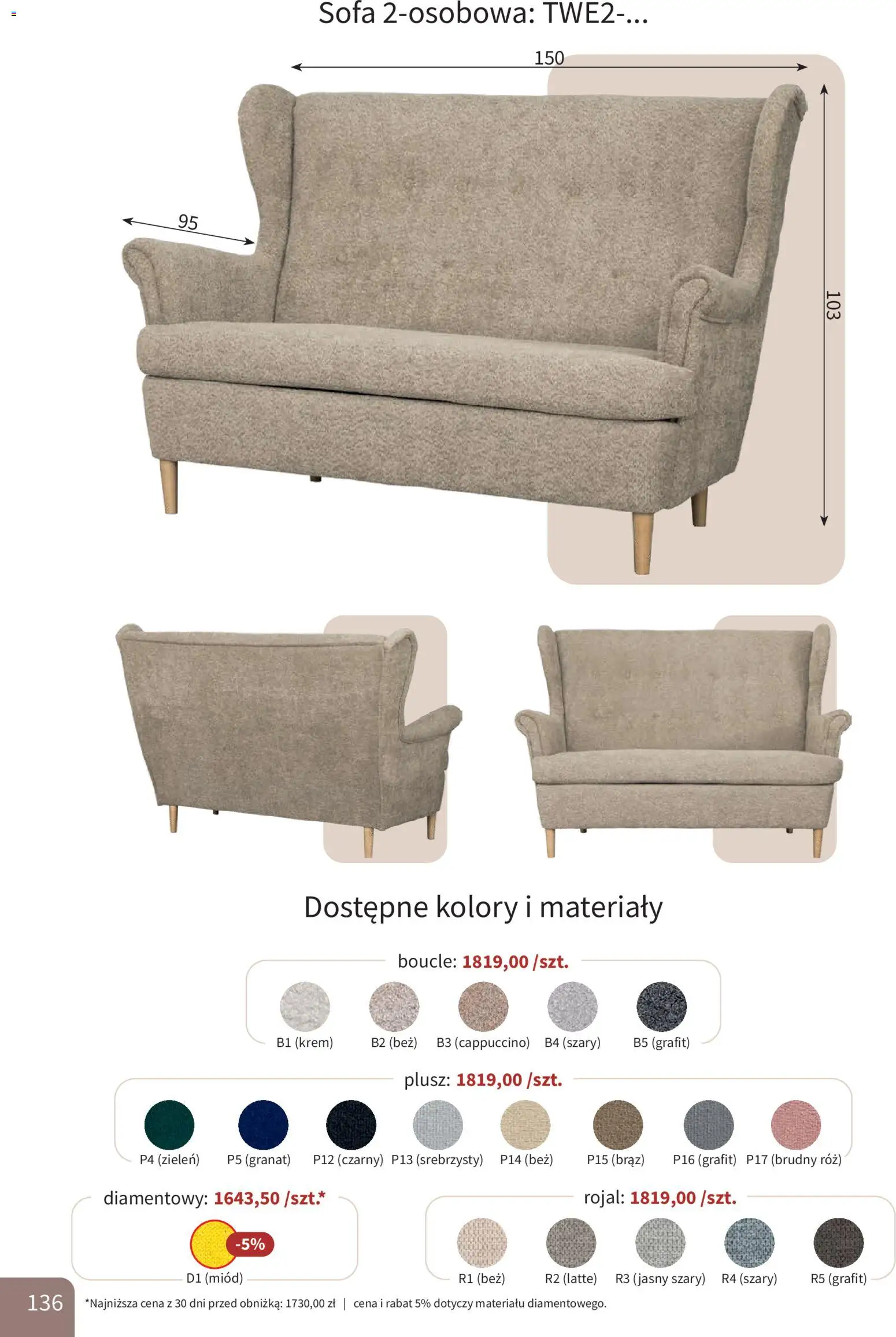 Bodzio Katalog od 01.01.2026 | Strona: 136 | Produkty: Cappuccino, Sofa, Róż, Krem