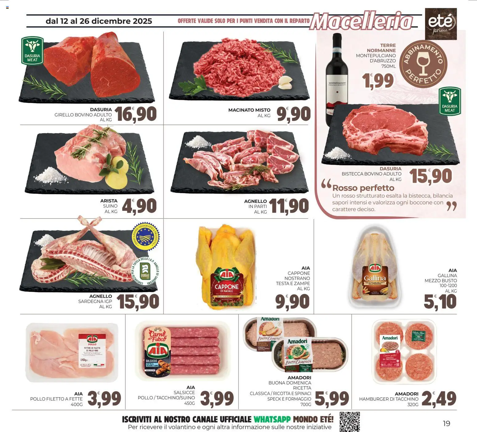 Volantino Eté del 12.12.2025 | Pagina: 19 | Prodotti: Bovino, Suino, Formaggio, Bilancia