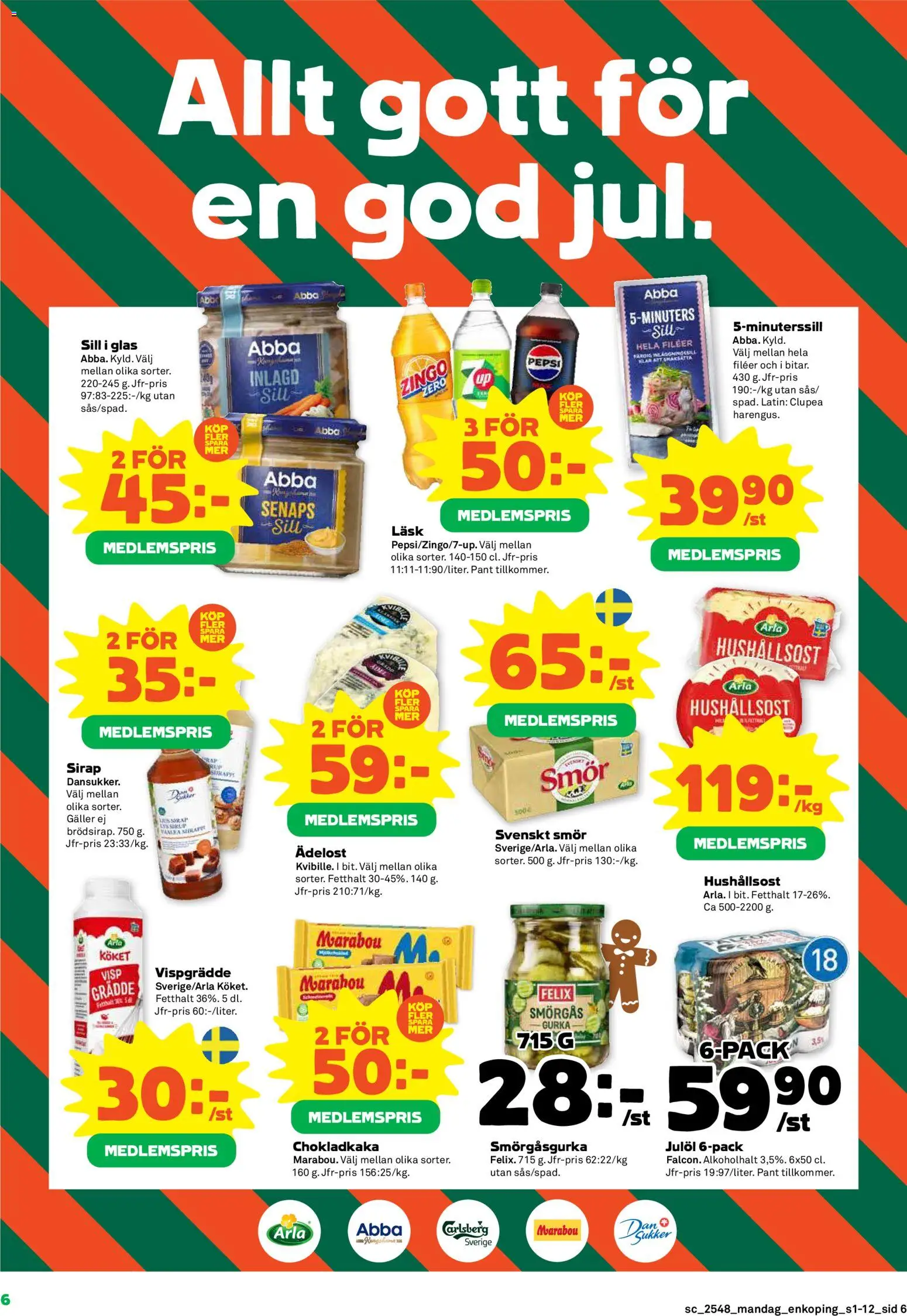 Stora Coop reklamblad aktuell från 24.11.2025 | Sida: 6 | Produkter: Visp, Chokladkaka, Hushållsost, Smör