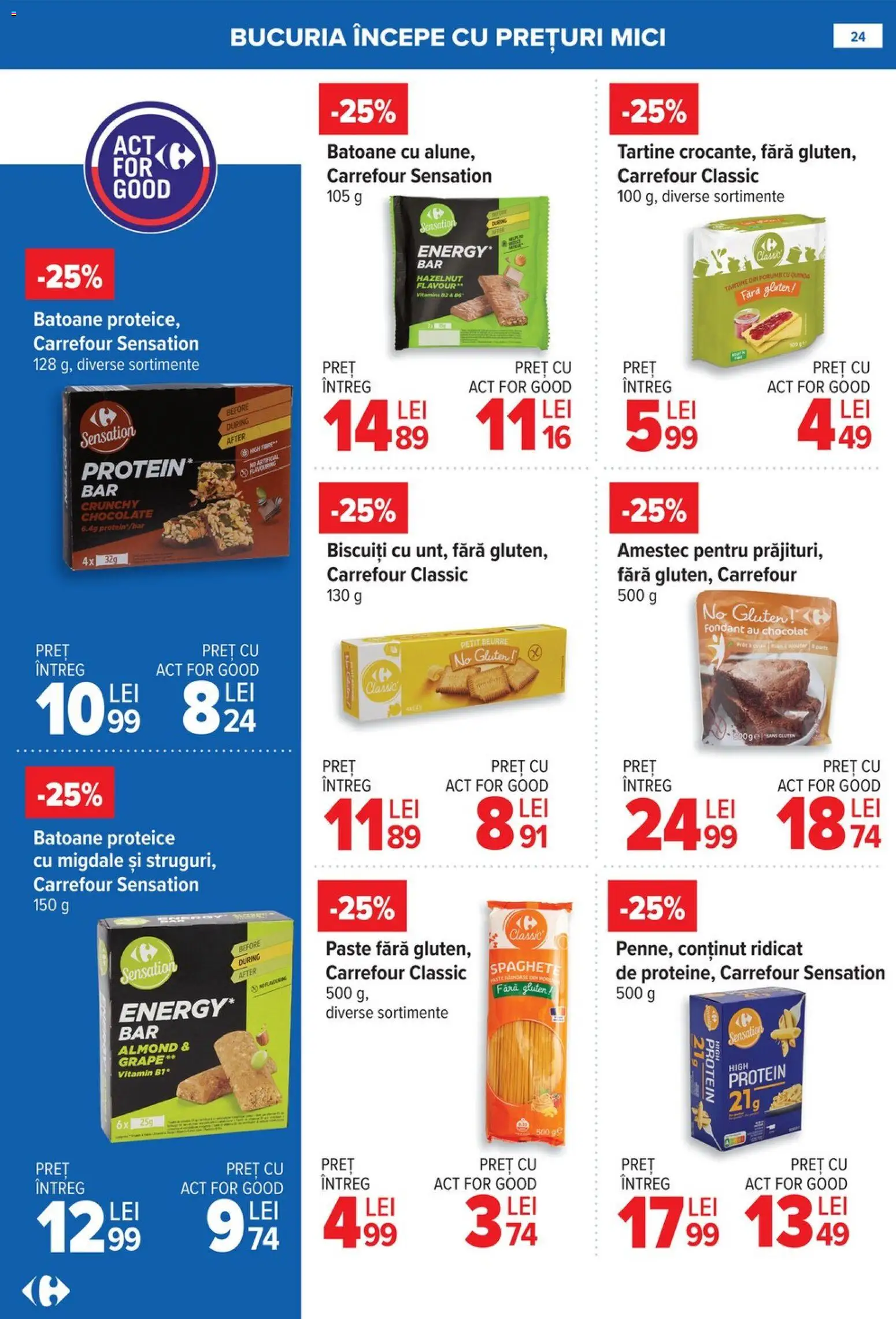 Noul catalog Carrefour – valabil de la 08.01.2026 | Pagină: 24 | Produse: Migdale, Paste, Biscuiți, Porumb