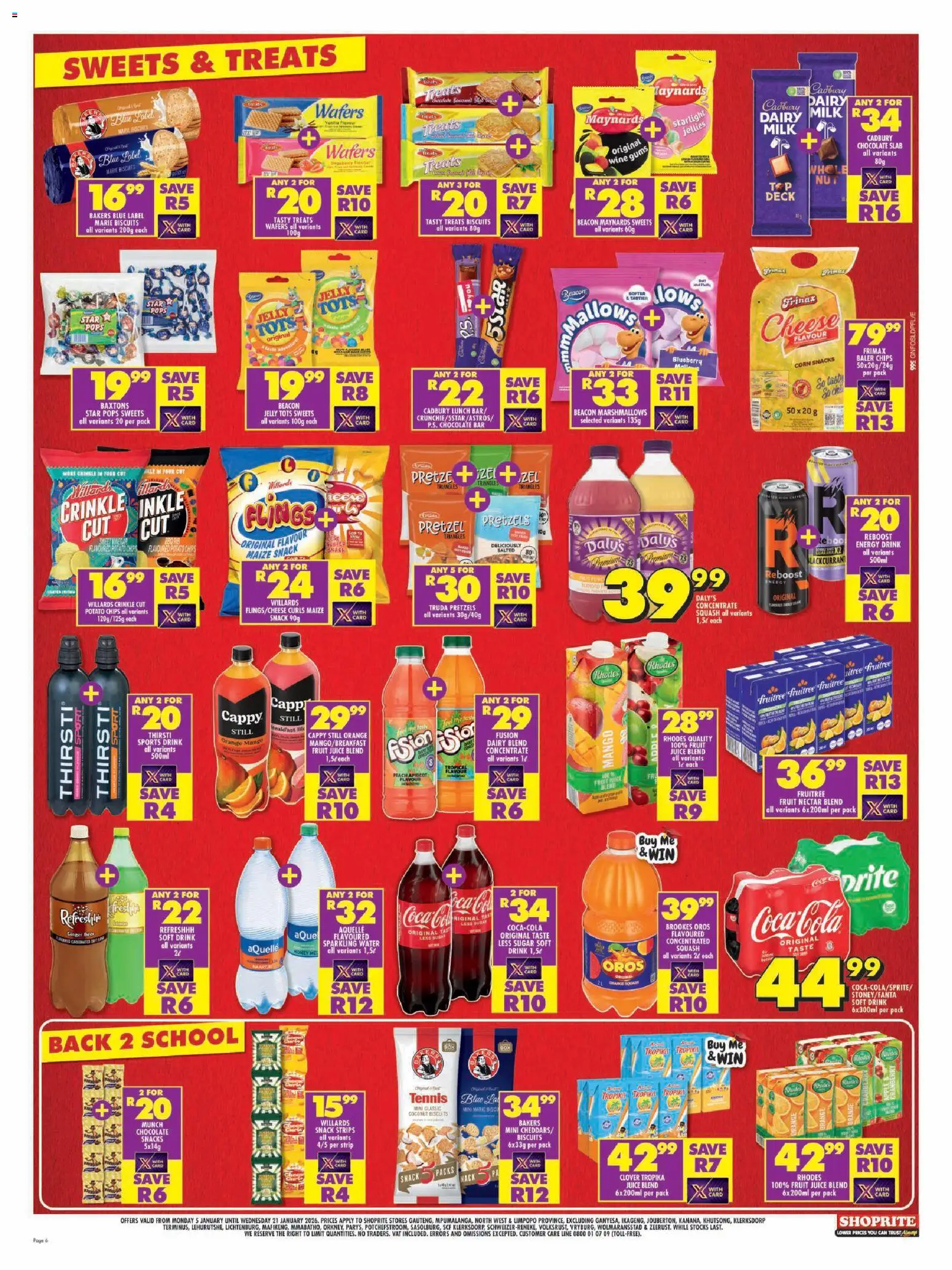 New Shoprite catalogue – valid from 05.01.2026 | Page: 6 | Products: Sweets, Biscuits, Beer, Chips