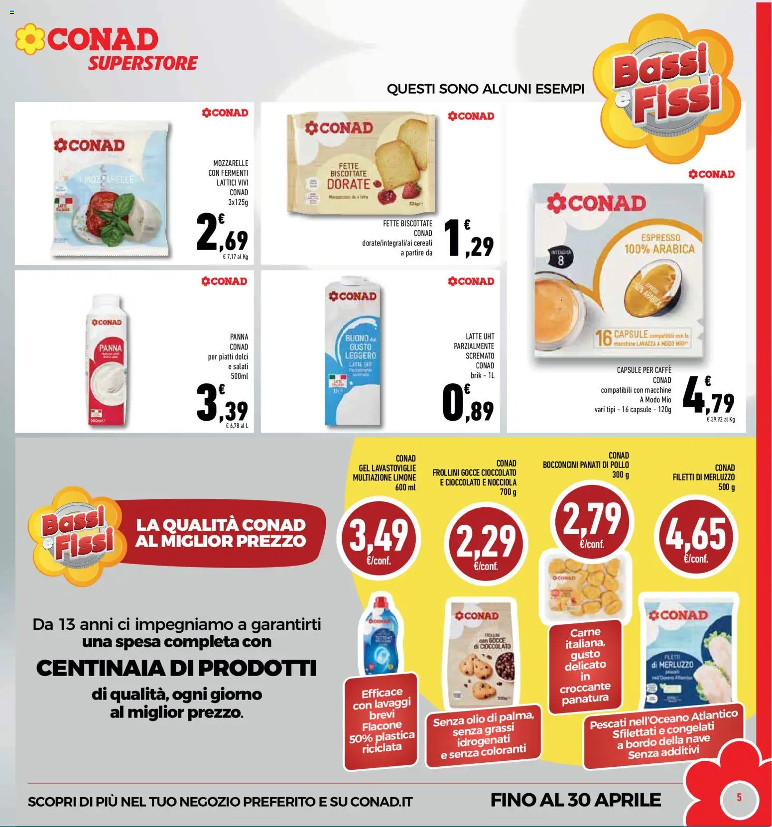 Volantino Conad del 08.04.2026 | Pagina: 5 | Prodotti: Panna, Latte, Olio, Frollini