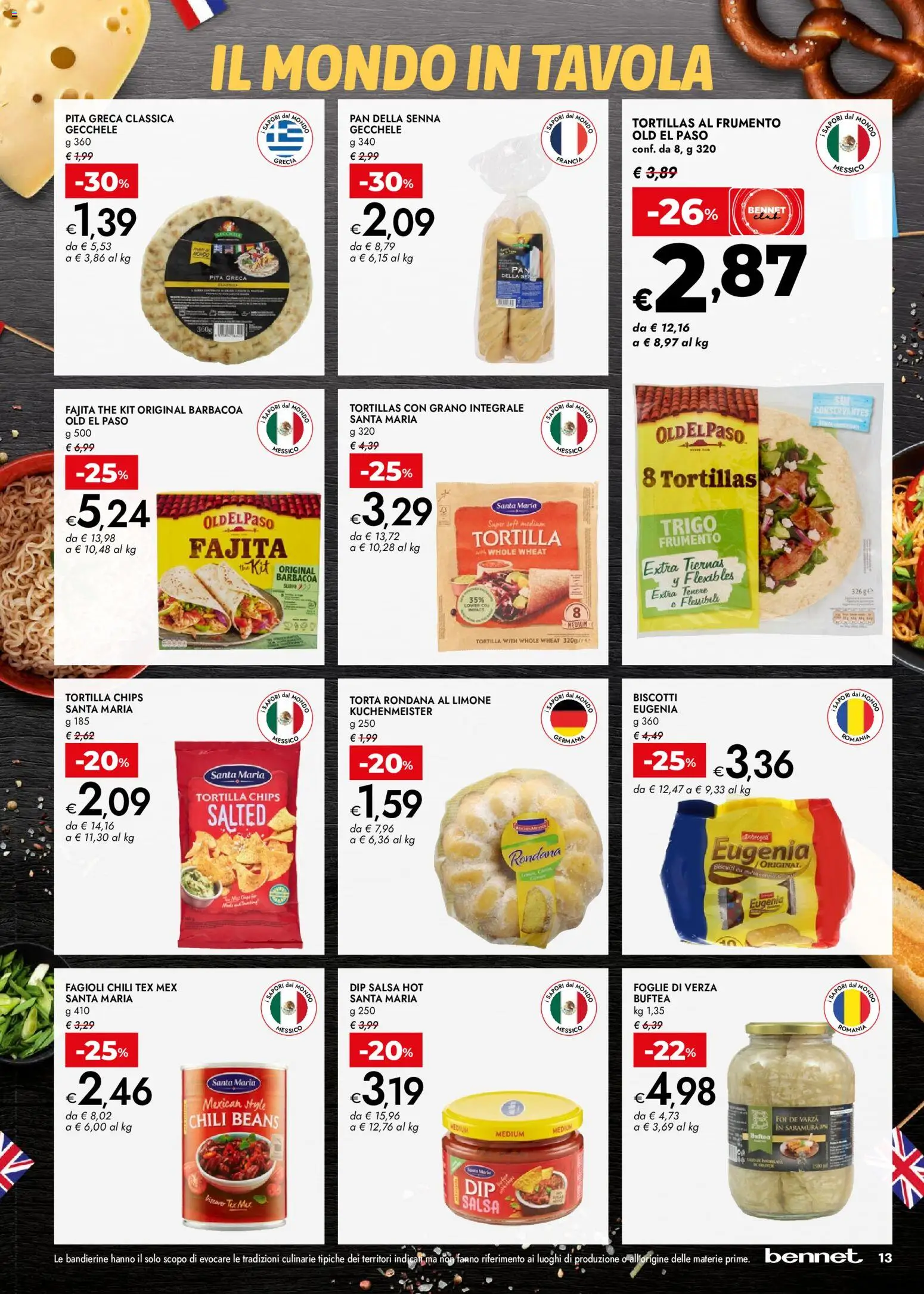 Volantino bennet del 05.03.2026 | Pagina: 13 | Prodotti: Fagioli, Tortillas, The, Torta