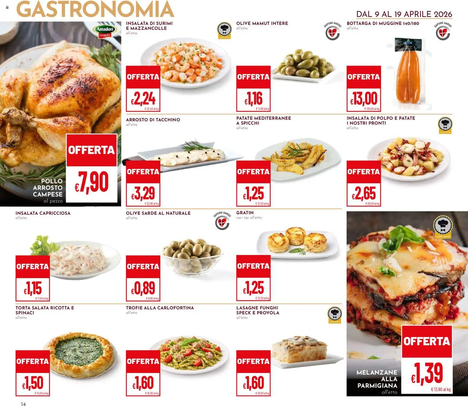 Volantino Pan del 09.04.2026 | Pagina: 14 | Prodotti: Surimi, Funghi, Torta, Ricotta