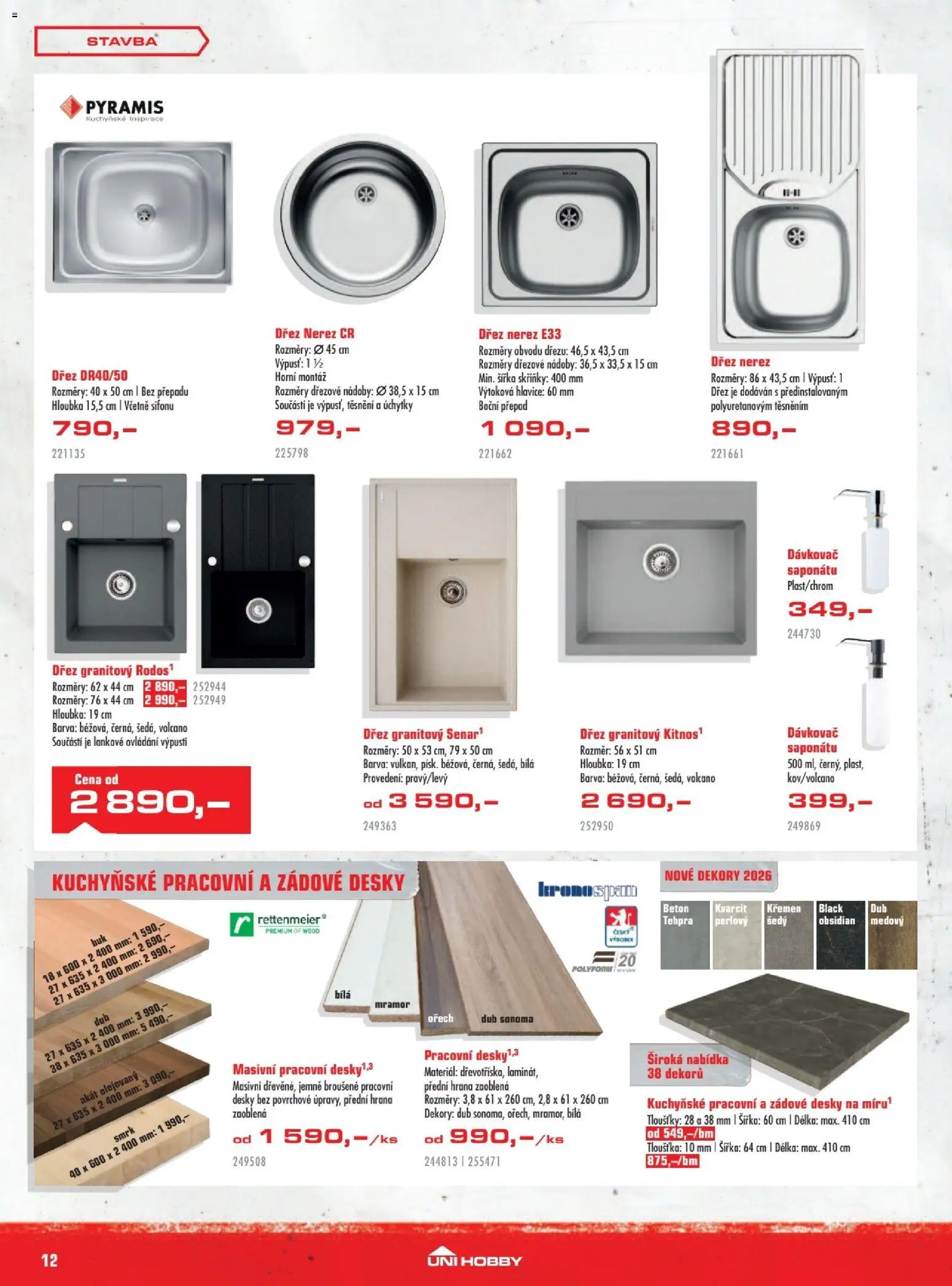 Uni Hobby leták od 29.01.2026 | Strana: 12 | Produkty: Dávkovač, Dřez, Desky