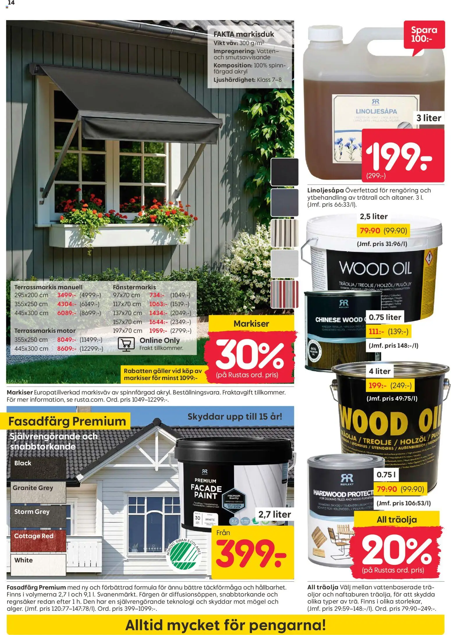 Rusta reklamblad aktuell från 07.04.2026 | Sida: 14 | Produkter: Galler, Öl, Träolja