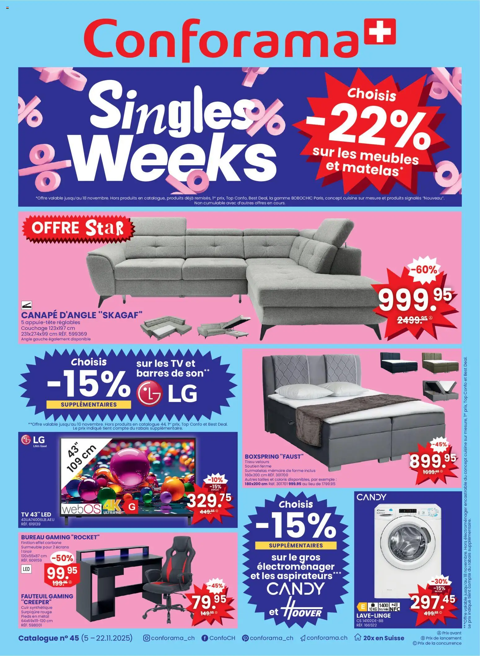Conforama Aktionen Singles FR – gültig ab 05.11.2025 | Seite: 1 | Produkte: Rouge, TV, Top, LG