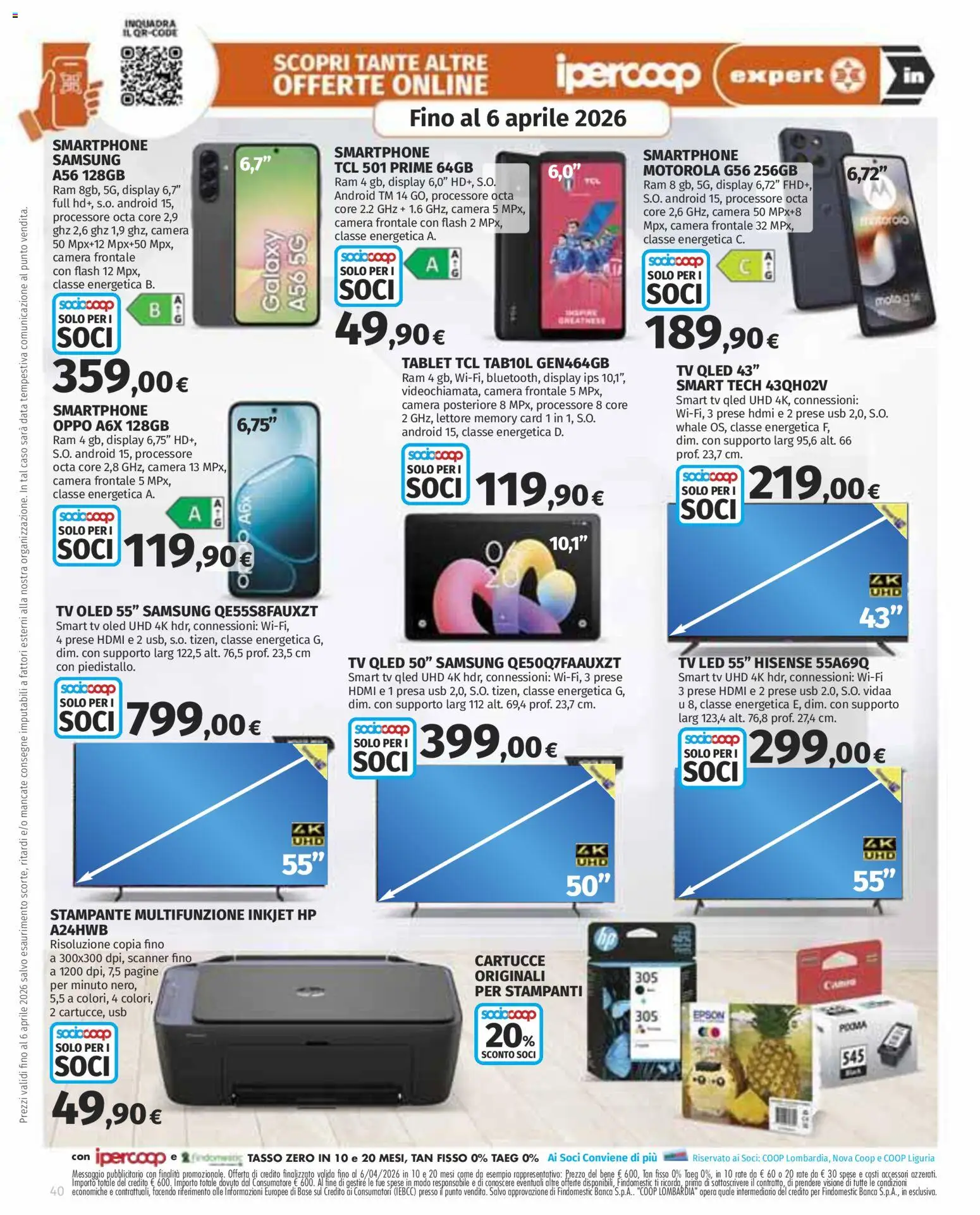 Volantino Ipercoop del 12.03.2026 | Pagina: 40 | Prodotti: Data, Smartphone, Stampante, Memory card