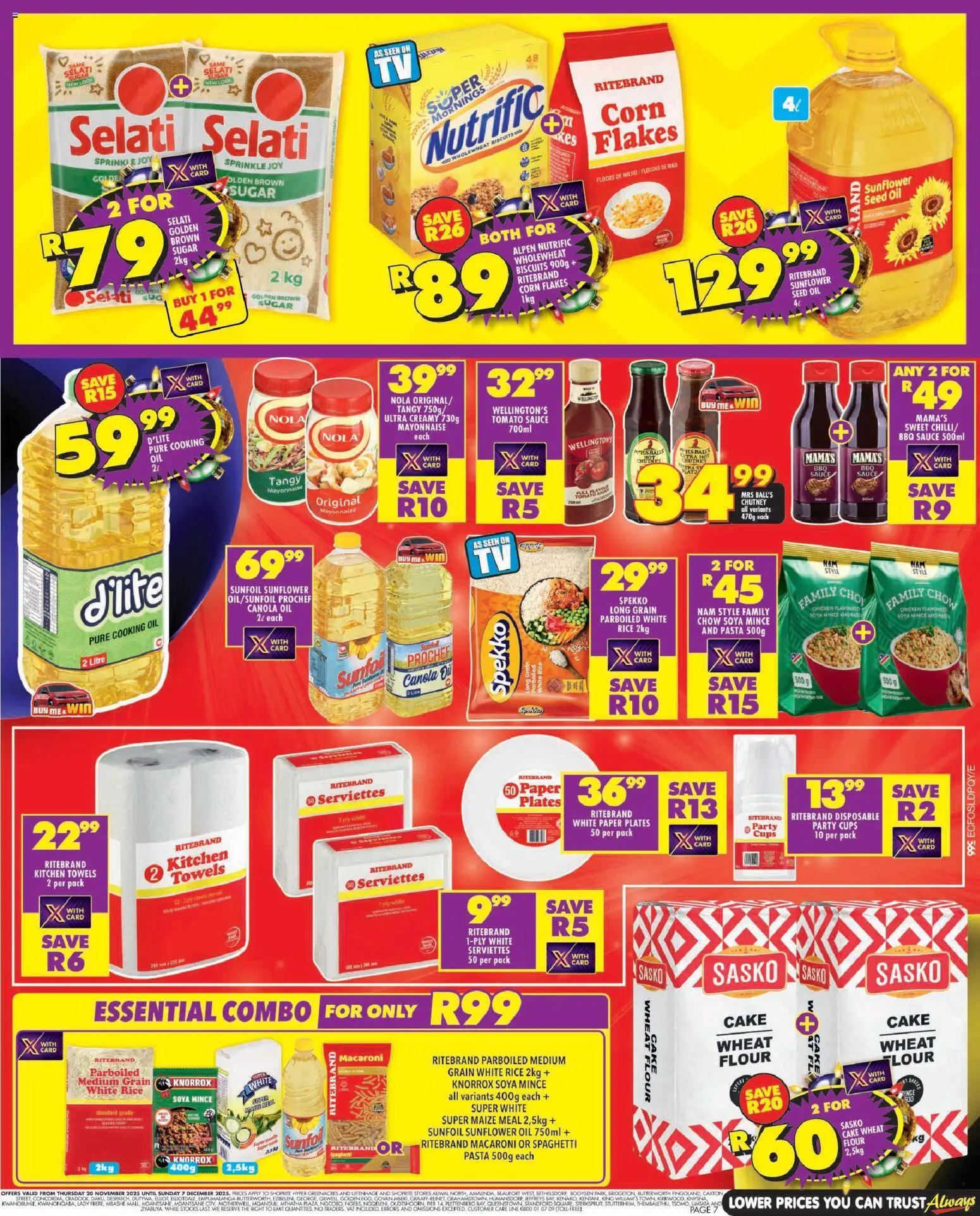 New Shoprite catalogue – valid from 20.11.2025 | Page: 7 | Products: Oil, Paper, Mayonnaise, Sauce