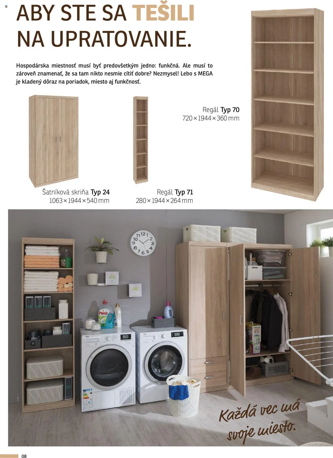 Nové ASKO nábytok akcie – leták je platný od 07.08.2024 | Strana: 8 | Produkty: Nábytok, Šatníková skriňa, Regál, Skriňa