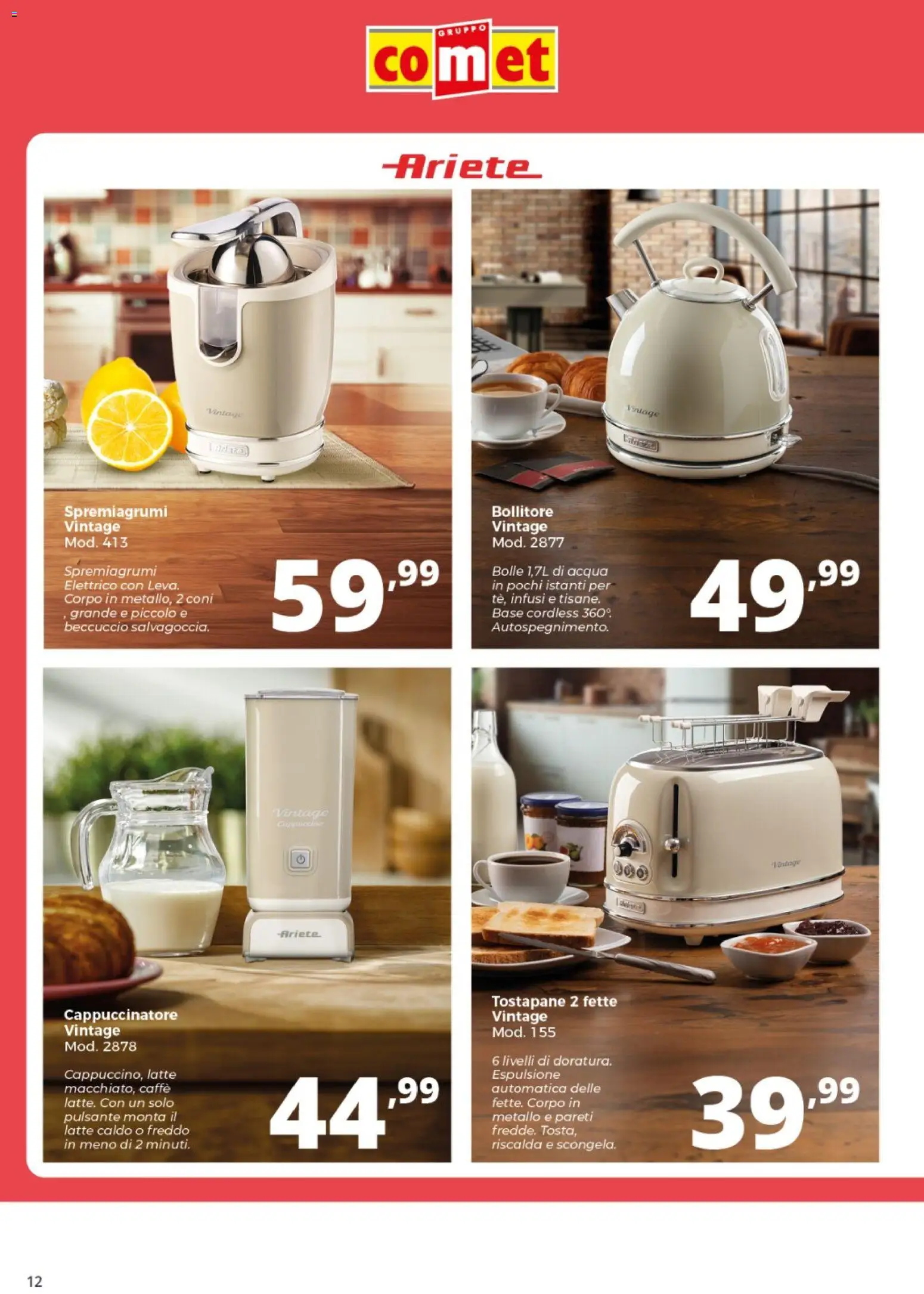 Volantino Comet del 19.01.2026 | Pagina: 12 | Prodotti: Acqua, Latte, Bollitore, Spremiagrumi