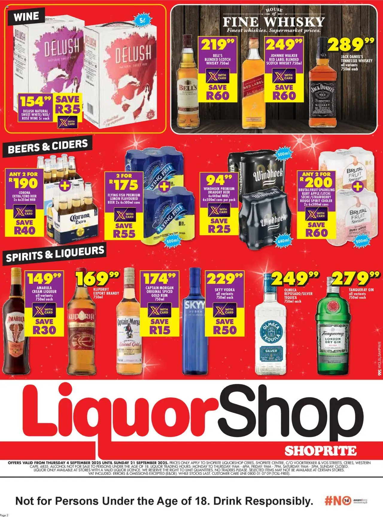 New Shoprite catalogue – valid from 04.09.2025 | Page: 2 | Products: Beer, Gin, Vodka, Lemon