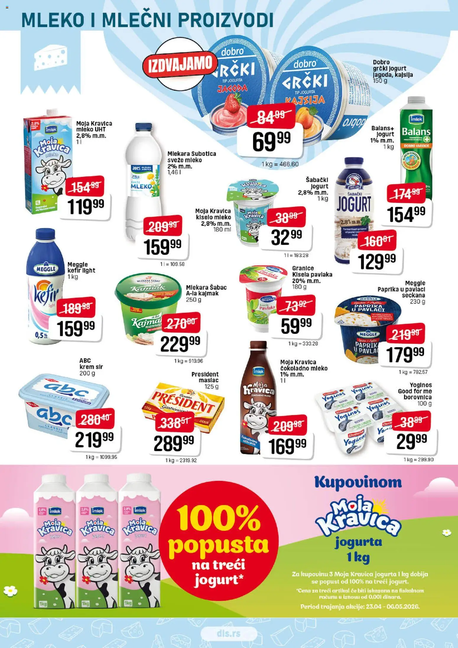 Super DIS katalog - važi od 23.04.2026 | Strana: 4 | Proizvode: Maslac, Sveže mleko, Moja kravica, Pavlaka