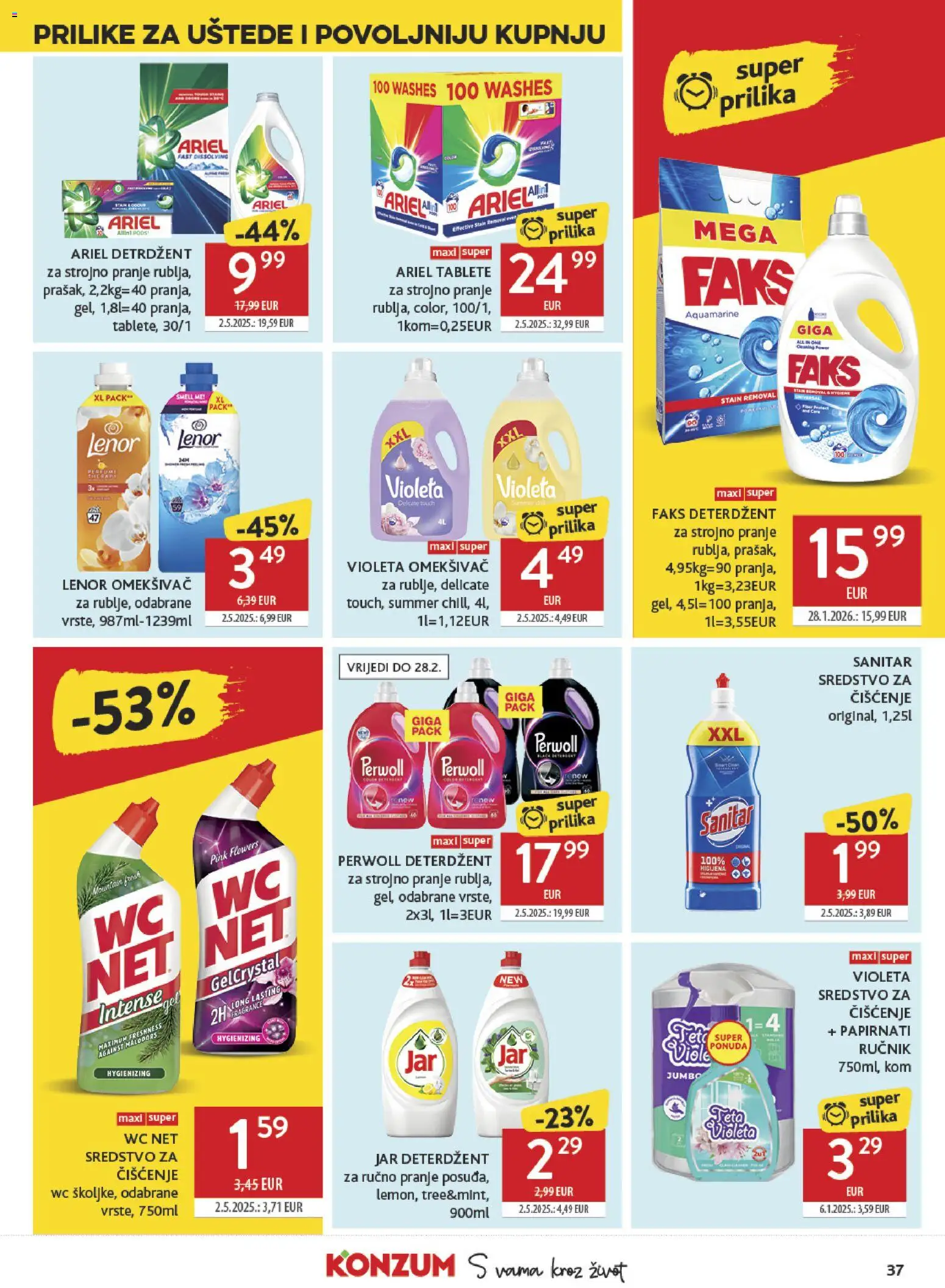 Konzum katalog | vrijedi od 18.02.2026 | Stranica: 37 | Proizvodi: Feta, Ručnik, Perwoll, Ariel