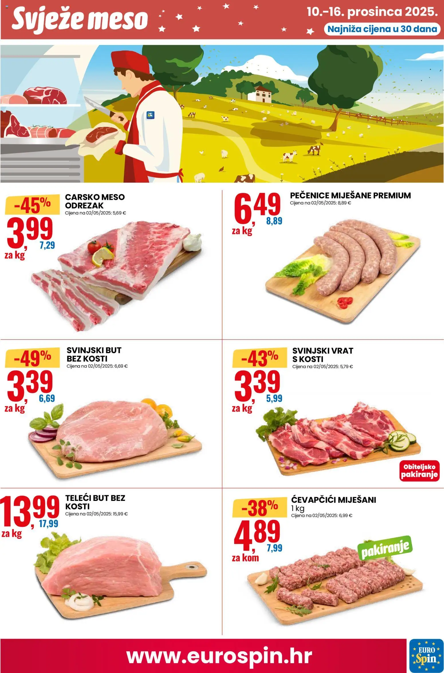 Eurospin katalog | vrijedi od 10.12.2025 | Stranica: 7 | Proizvodi: Carsko meso, Svinjski but, Meso, Ćevapčići
