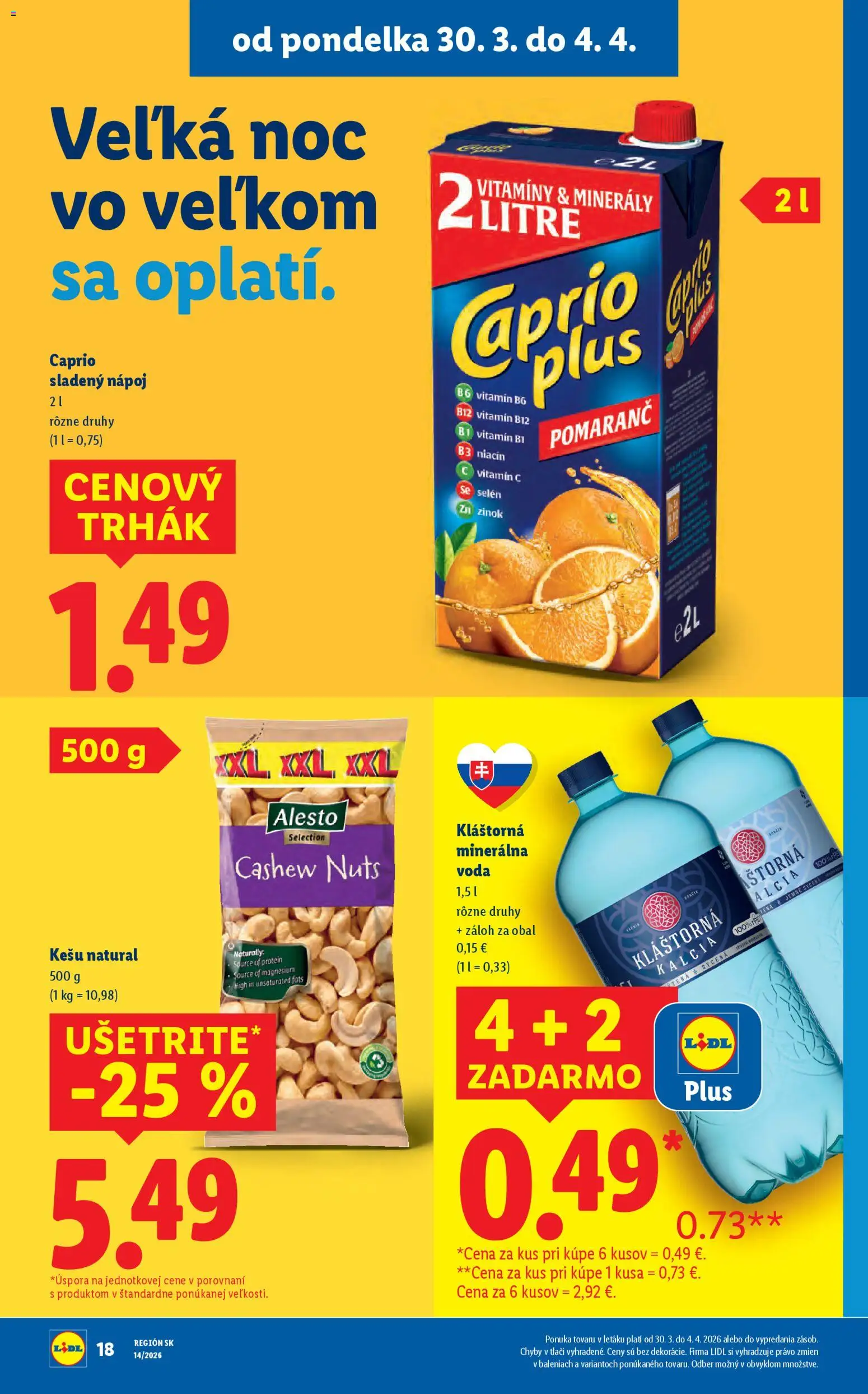 Nové Lidl akcie – leták je platný od 30.03.2026 | Strana: 22 | Produkty: Protein, Voda, Minerálna voda