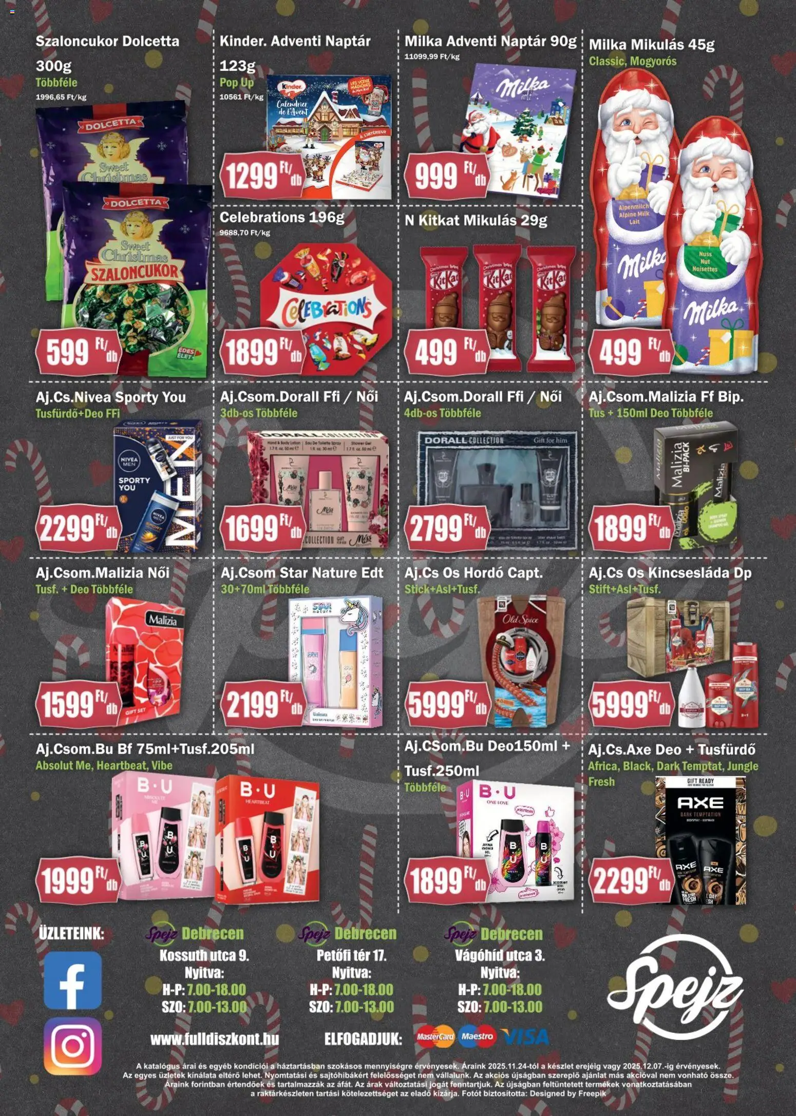 FullDiszkont akciós ujság - amely érvényes a következő dátumtól: 24.11.2025 | Oldal: 4 | Termékek: Old spice, Body, Szaloncukor, Tusfürdő