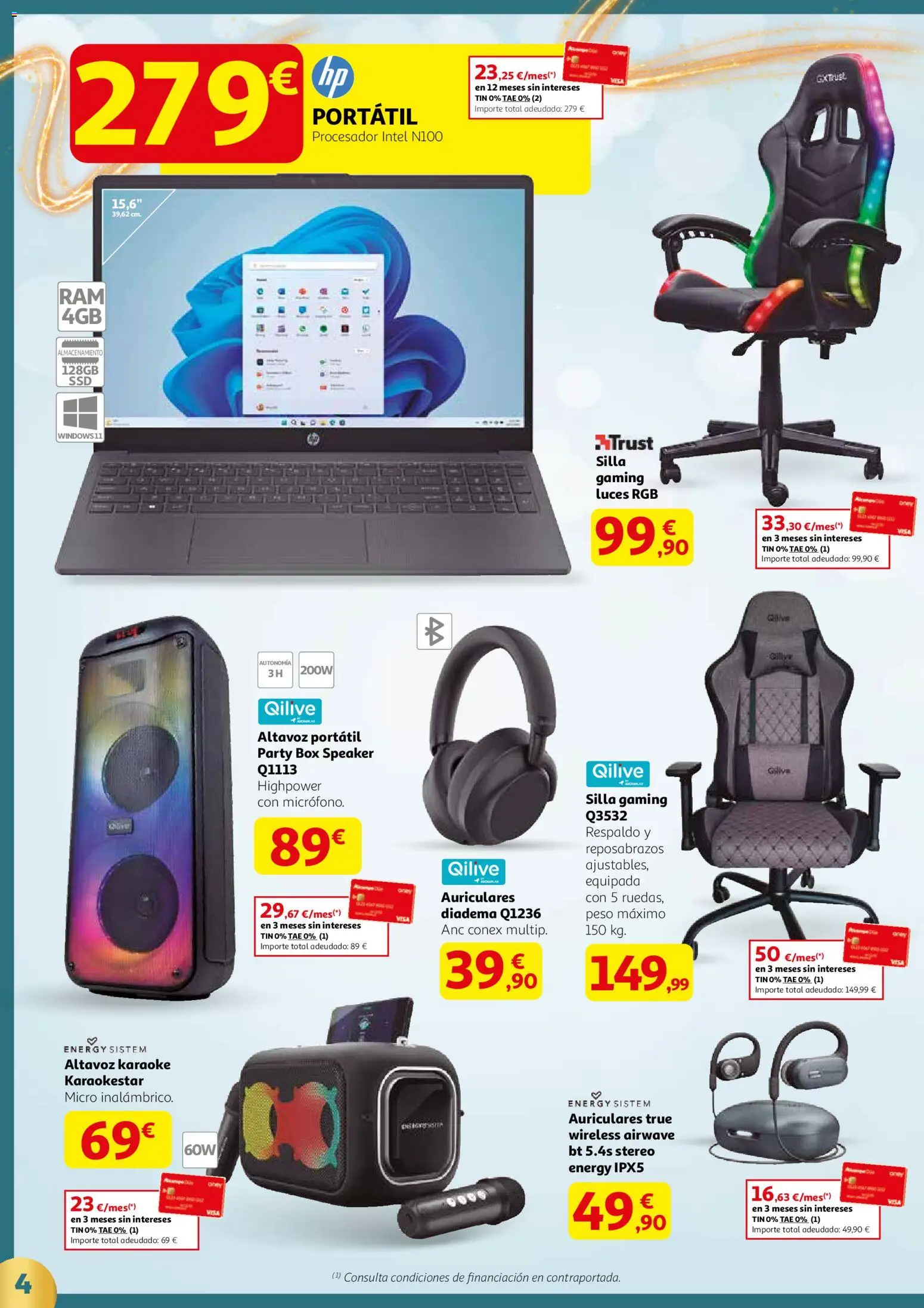 Alcampo - HP Nacional  │ válido desde el 18.12.2025 | Página: 4 | Productos: Auriculares, Altavoz, Peso, Silla