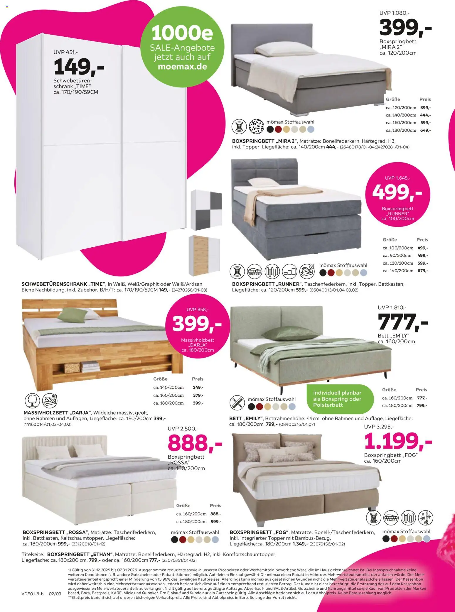 Mömax Prospekt 	 – gültig ab 27.12.2025 | Seite: 2 | Produkte: Miele, Boxspringbett, Topper, Schrank