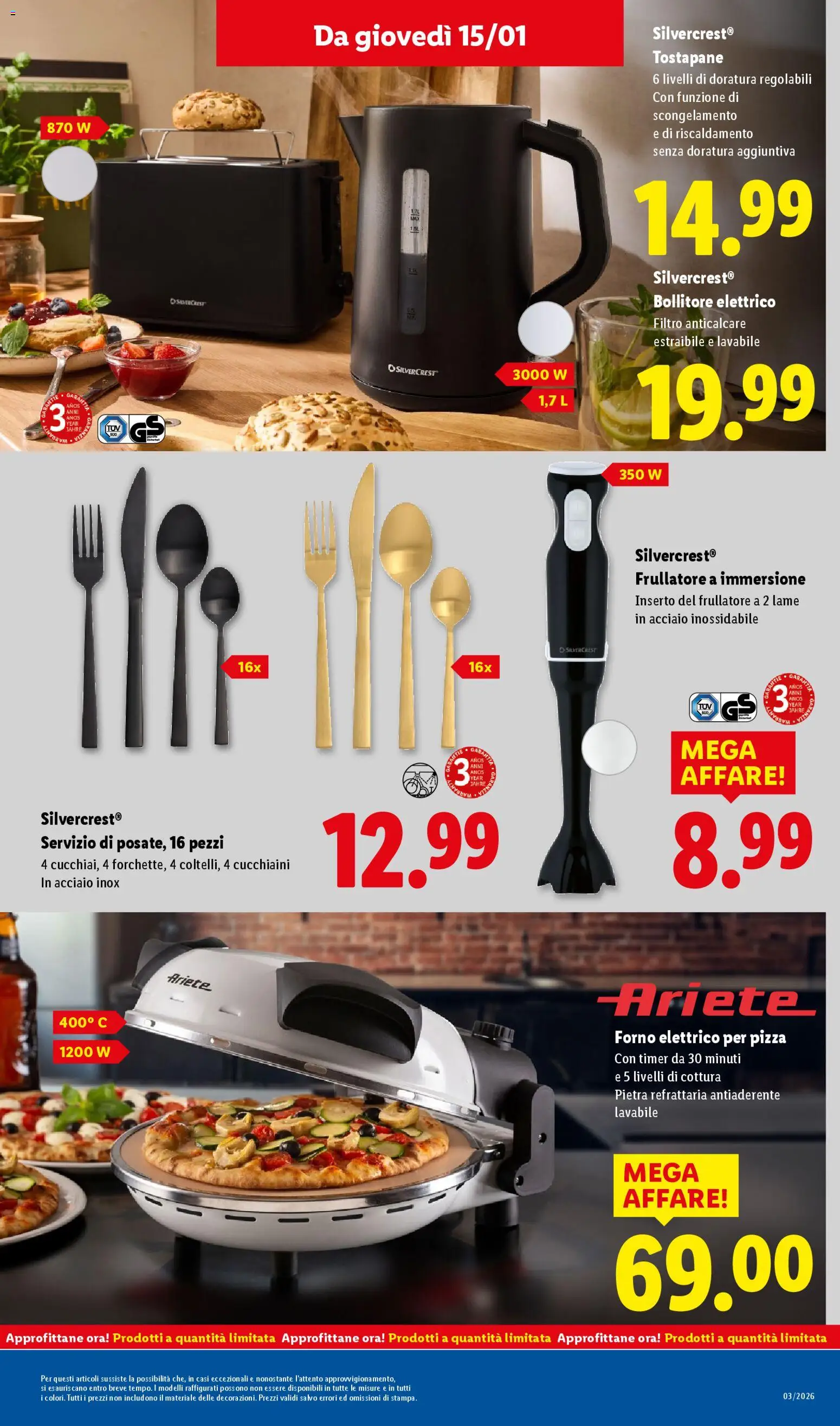 Volantino Lidl del 12.01.2026 | Pagina: 45 | Prodotti: Pizza, Frullatore, Forno, Tostapane