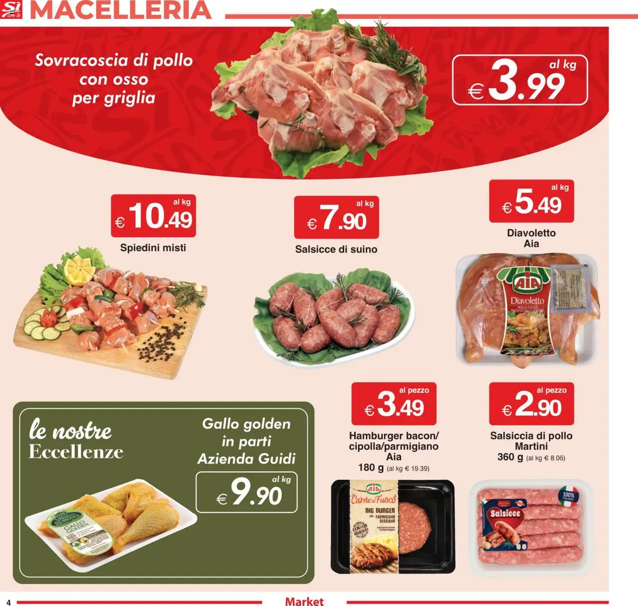 Volantino Sì con Te del 13.08.2025 | Pagina: 4 | Prodotti: Suino, Salsiccia, Parmigiano, Hamburger