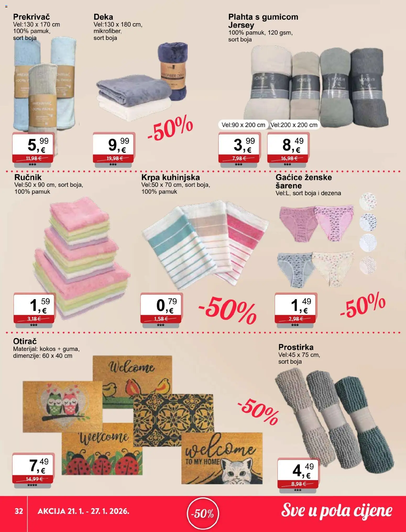 KTC katalog | vrijedi od 21.01.2026 | Stranica: 5 | Proizvodi: Otirač, Ručnik, Plahta, Gaćice