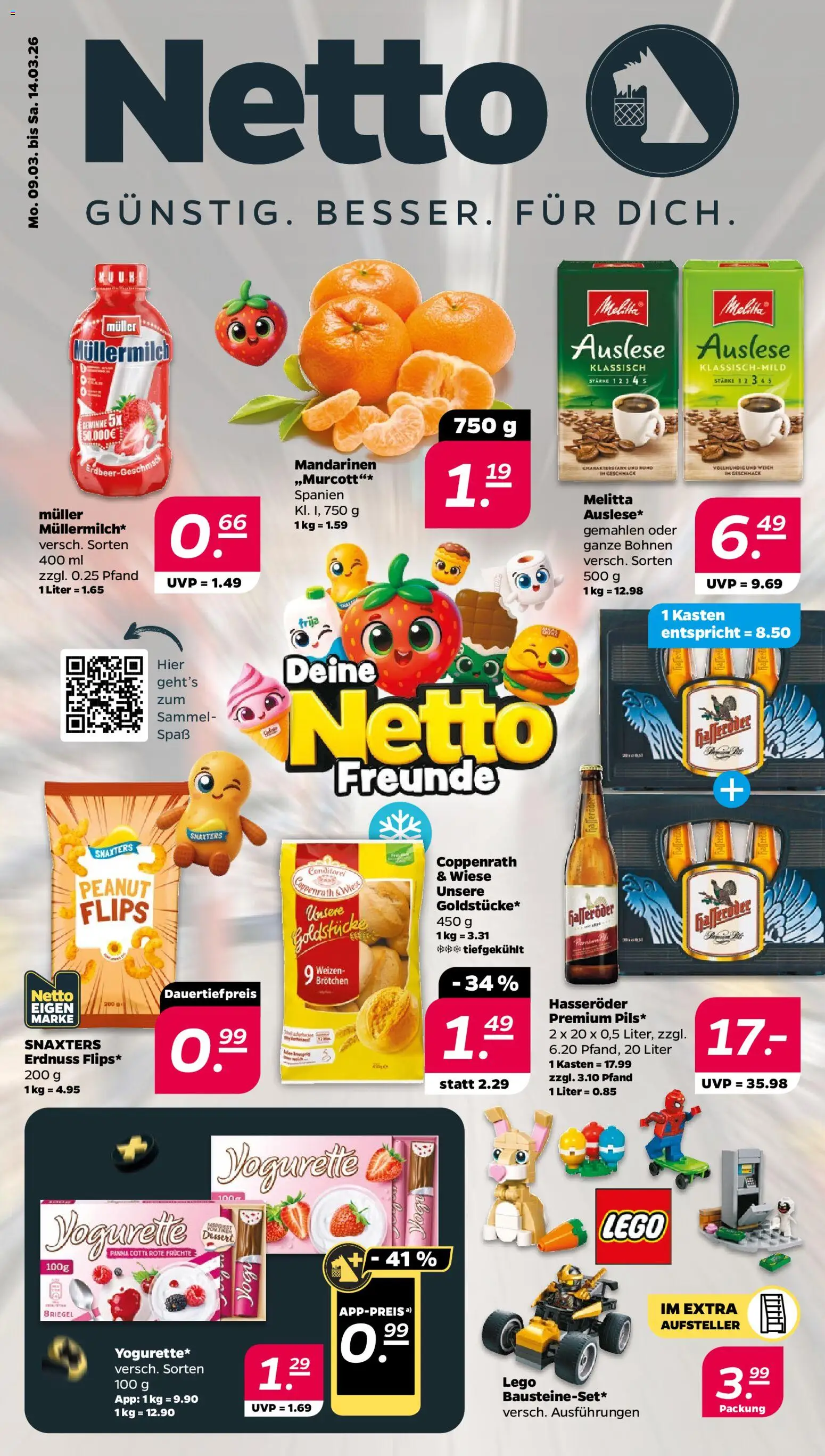 Netto Prospekt 	 – gültig ab 09.03.2026 | Seite: 1 | Produkte: Yogurette, Mandarinen, Muller mullermilch, Uhr
