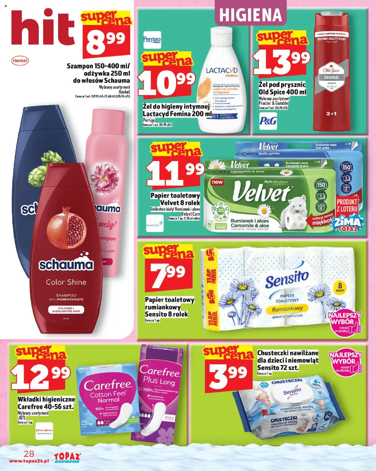 Topaz Gazetka - Express od 27.11.2025 | Strona: 28 | Produkty: Papier toaletowy, Prysznic, Żel pod prysznic, Old spice