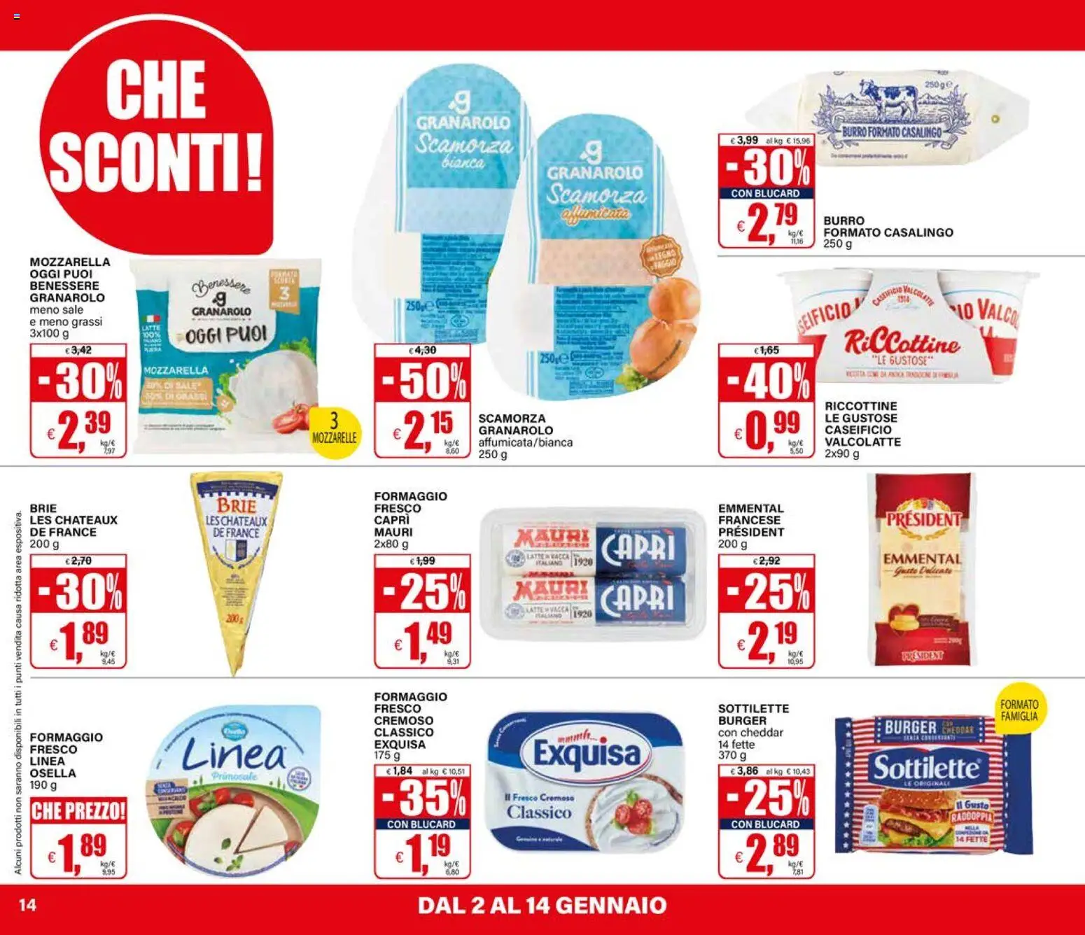 Volantino Il Gigante del 02.01.2026 | Pagina: 14 | Prodotti: Sale, Latte, Formaggio, Burro