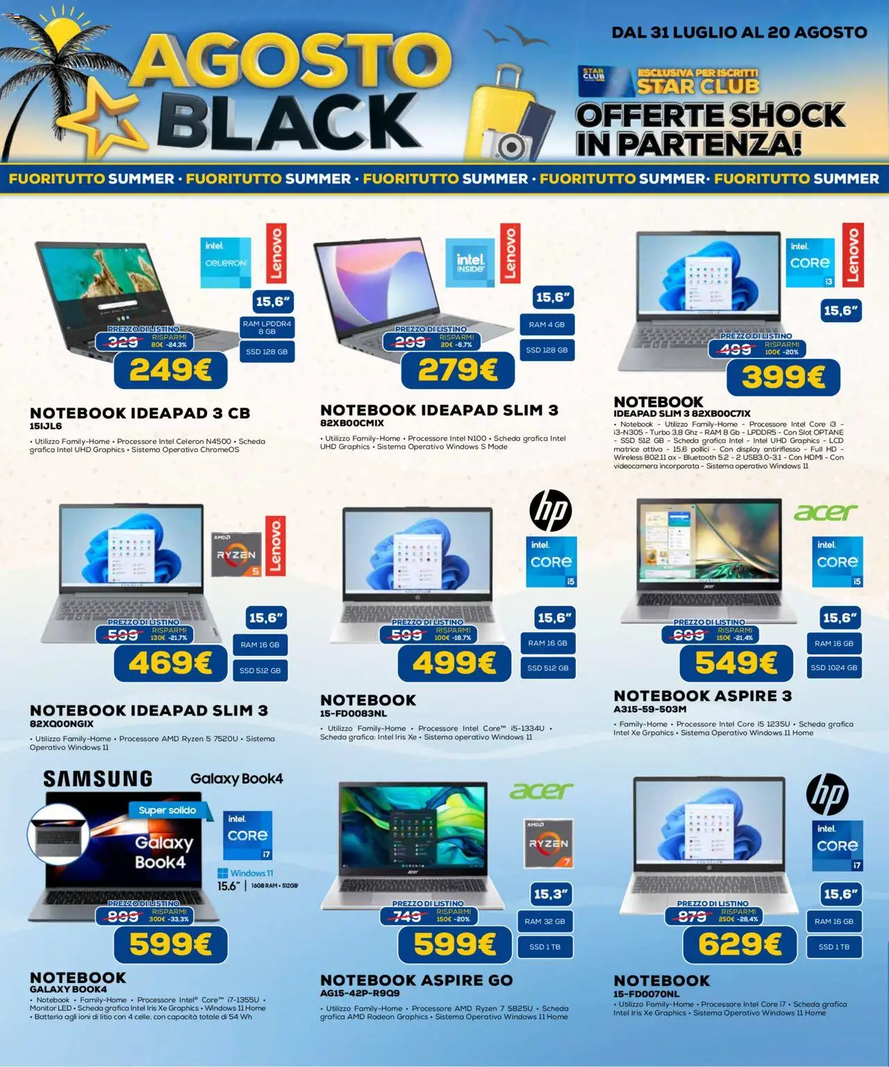 Volantino Euronics del 31.07.2025 | Pagina: 13 | Prodotti: Notebook, Samsung Galaxy, Videocamera, Batteria