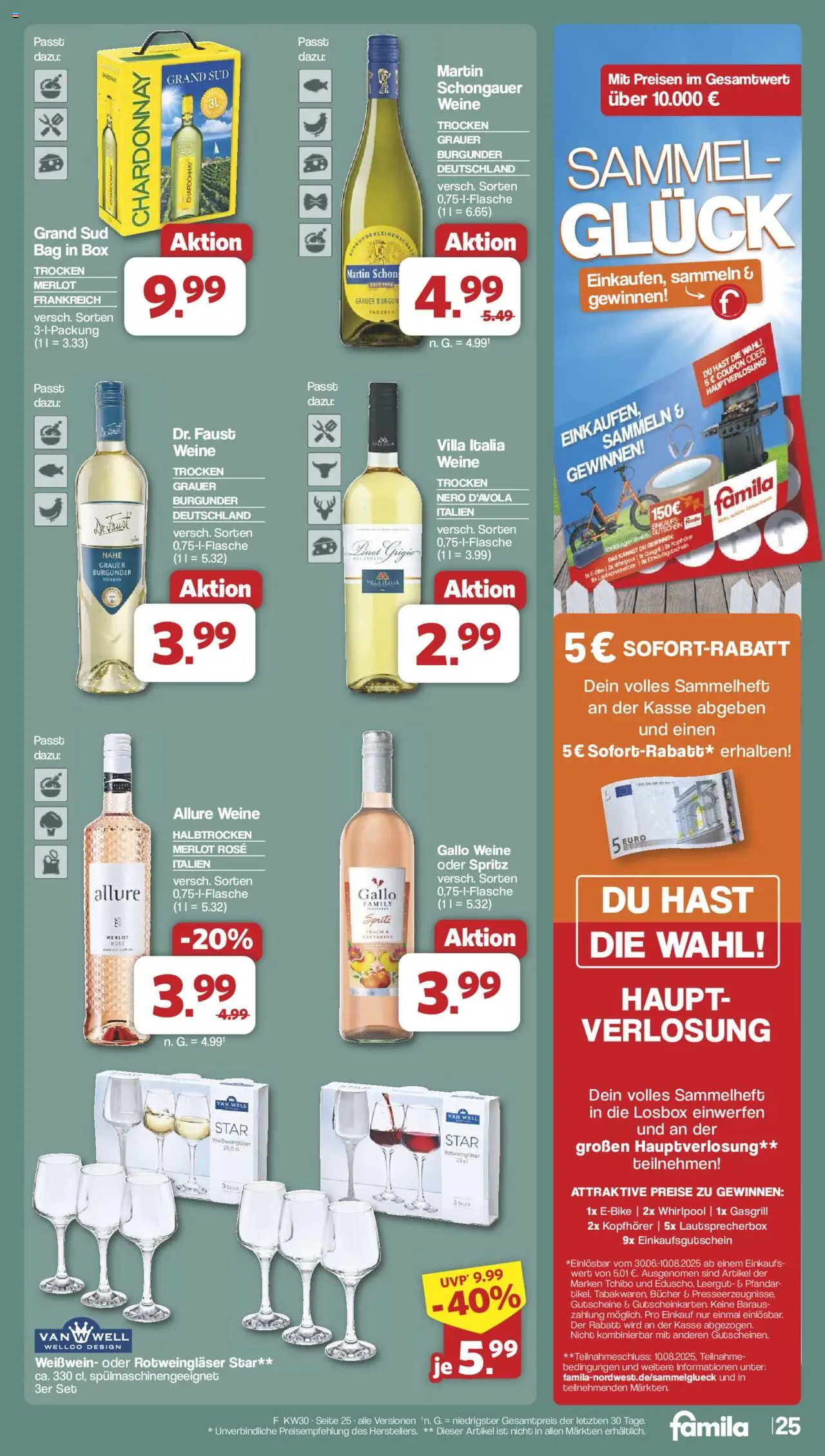 Famila Nordwest Prospekt 	 - gültig ab dem 21.07.2025 | Seite: 29 | Produkte: Weißwein, Merlot, Grand sud, Kopfhörer