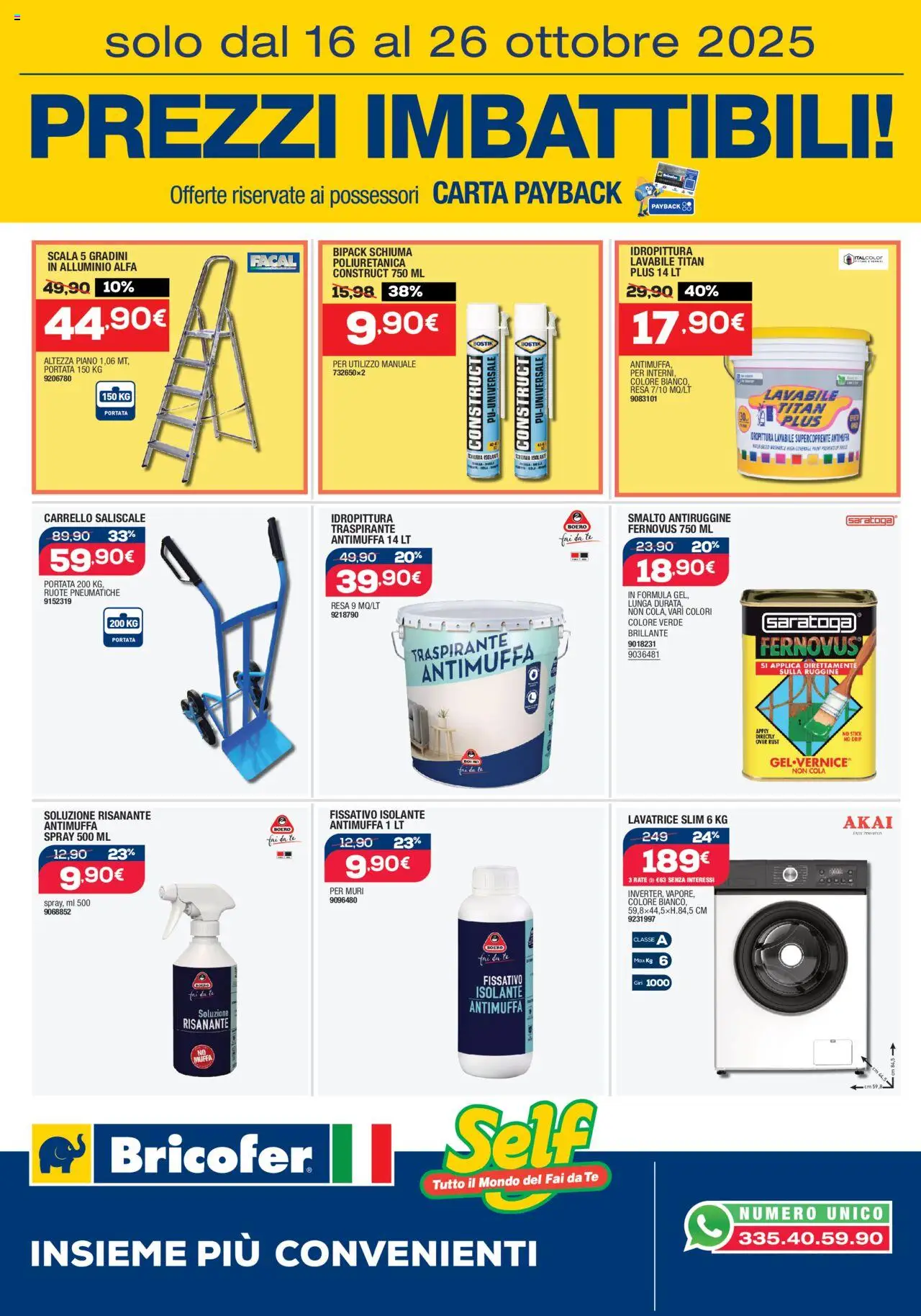 Volantino Self del 16.10.2025 | Pagina: 2 | Prodotti: Lavatrice, Carrello, Scala, Alluminio