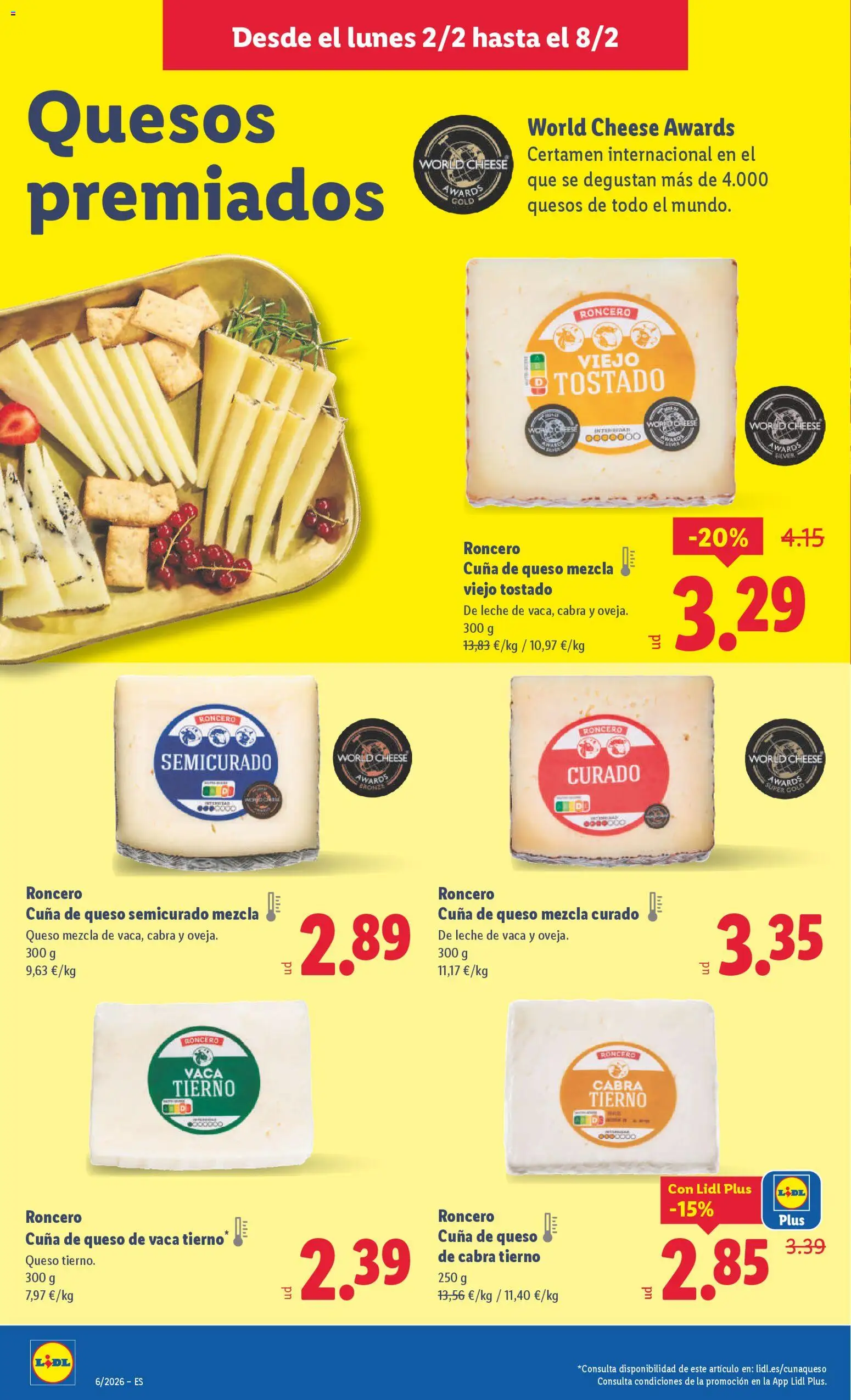 Lidl folleto │ válido desde el 02.02.2026 | Página: 6 | Productos: Queso de vaca, Leche, Queso, Cuna