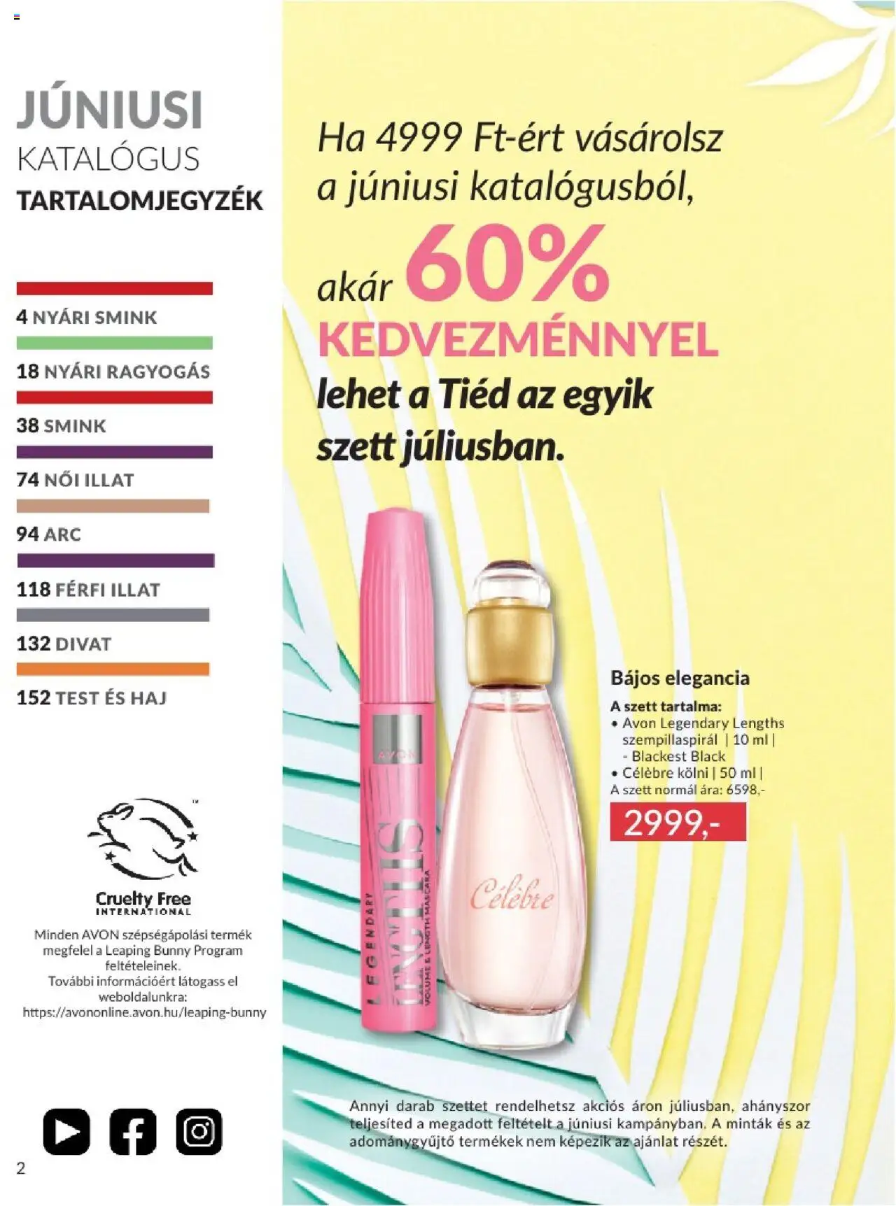 Avon akciós ujság - amely érvényes a következő dátumtól: 01.06.2025 | Oldal: 2 | Termékek: Szempillaspirál, Kölni, Smink