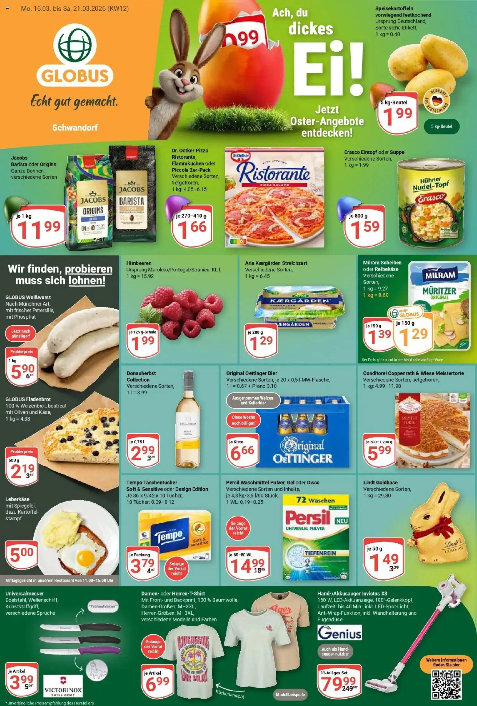 Globus prospekt Schwandorf	 – gültig ab 15.03.2026 | Seite: 1 | Produkte: Himbeeren, Waschmittel, Pizza, Lindt