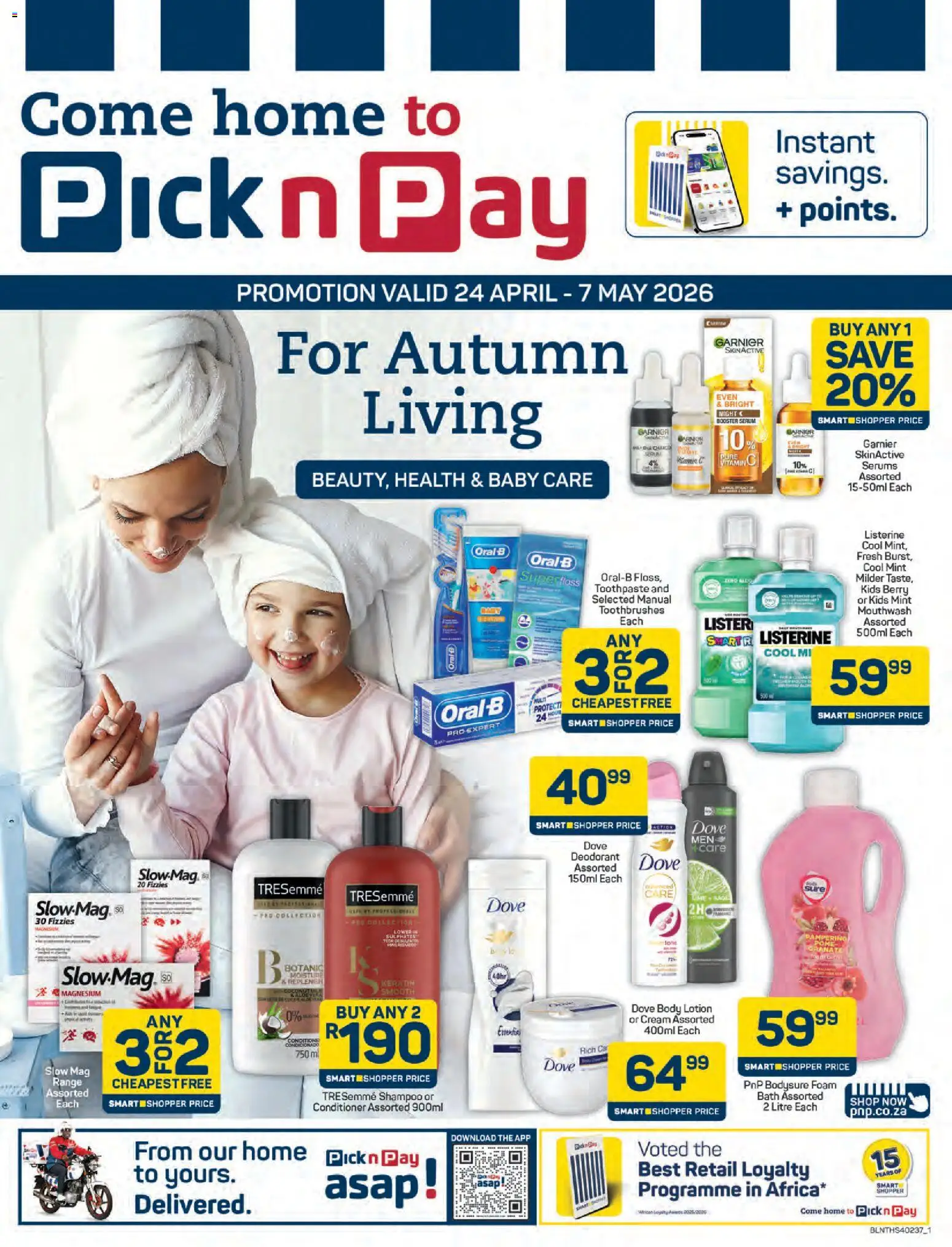 New Pick n Pay catalogue – valid from 24.04.2026 | Page: 1 | Products: Serum, Bath, Conditioner, Foam