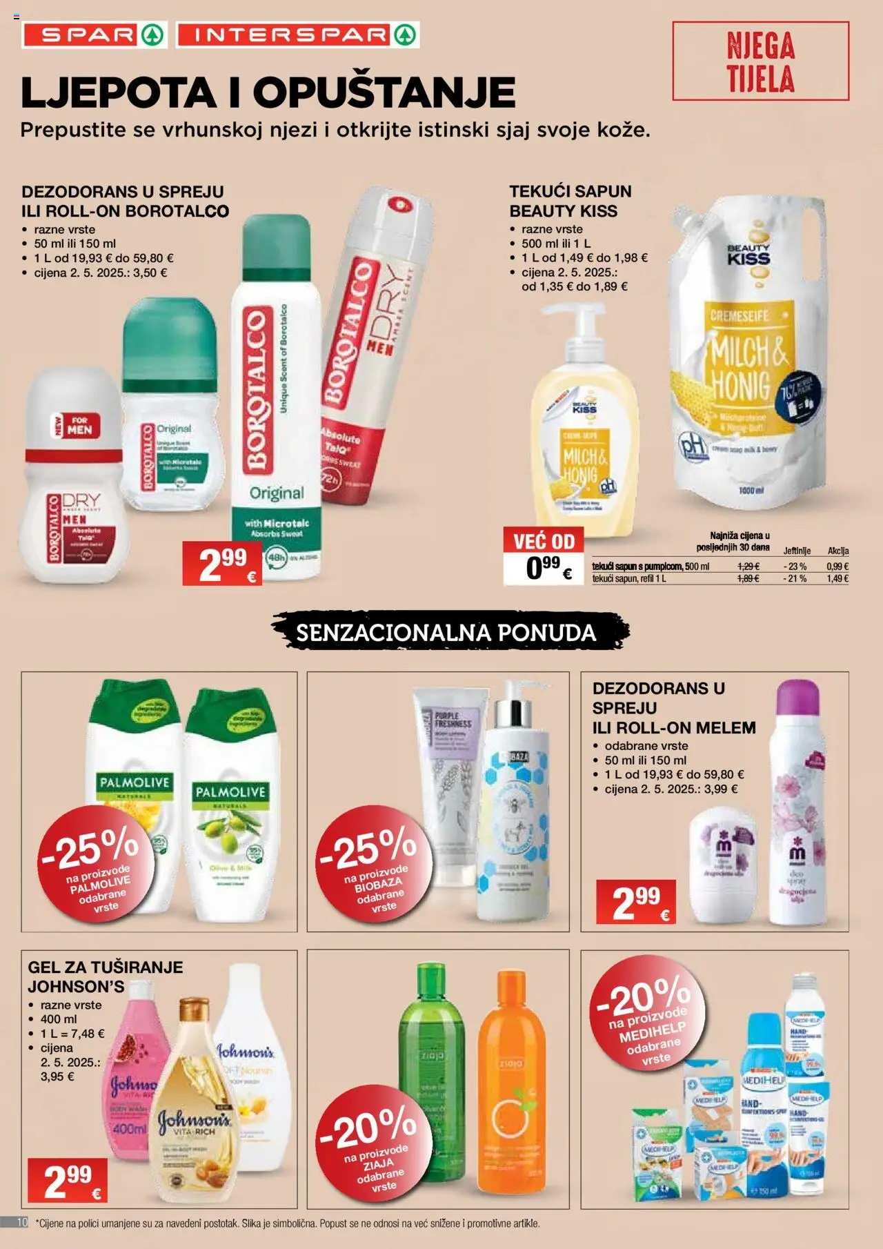 Spar katalog | vrijedi od 23.10.2025 | Stranica: 10 | Proizvodi: Gel za tuširanje, Dezodorans, Melem, Borotalco