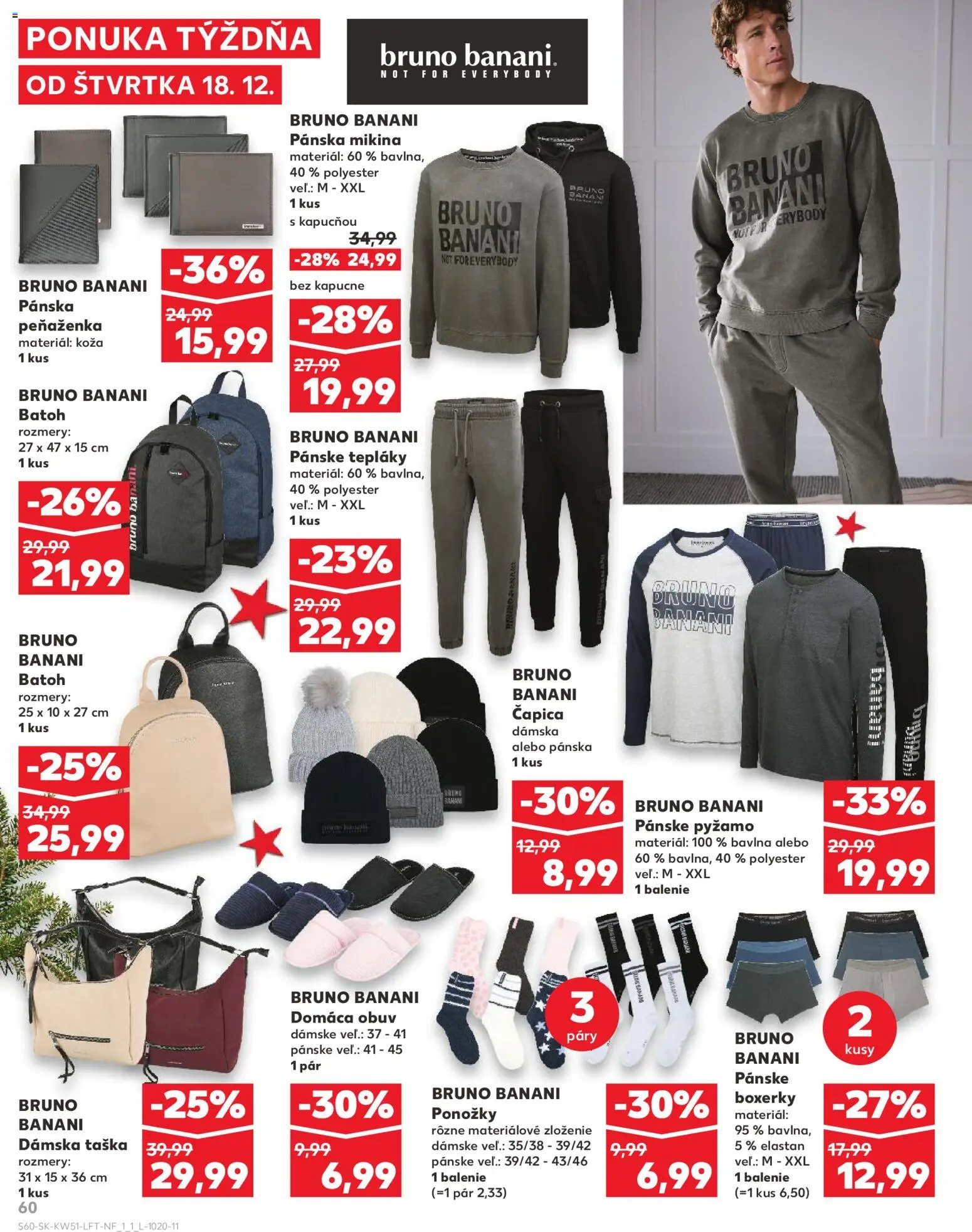 Nové Kaufland akcie – leták je platný od 18.12.2025 | Strana: 60 | Produkty: Mikina, Boxerky, Peňaženka, Taška